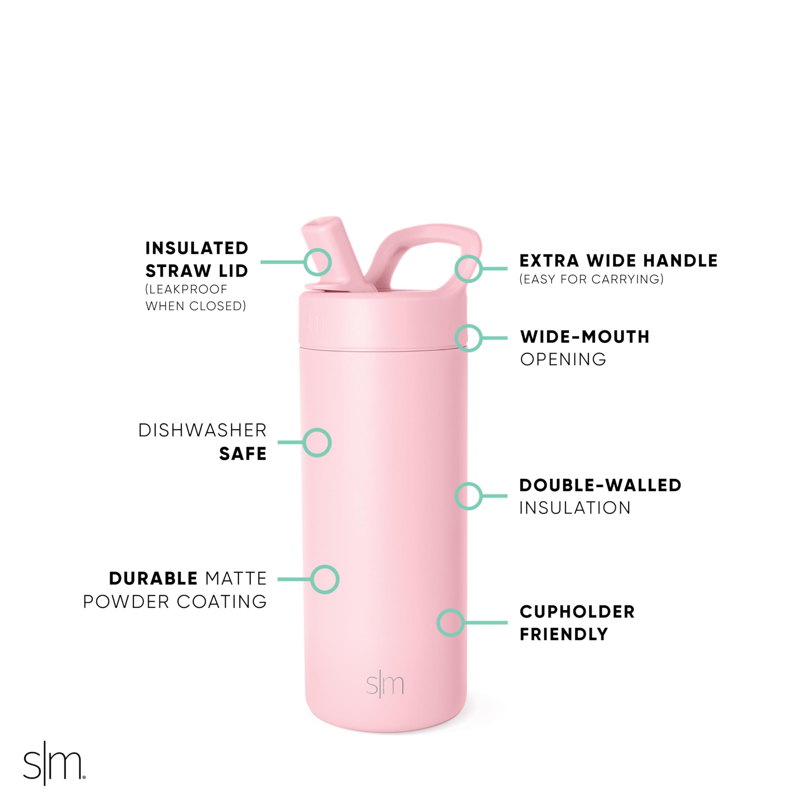 Foto 5 pulgar | Botella De Agua Simple Modern Kids Con Aislamiento De 480 Ml, Rosa Rubor - Venta Internacional.