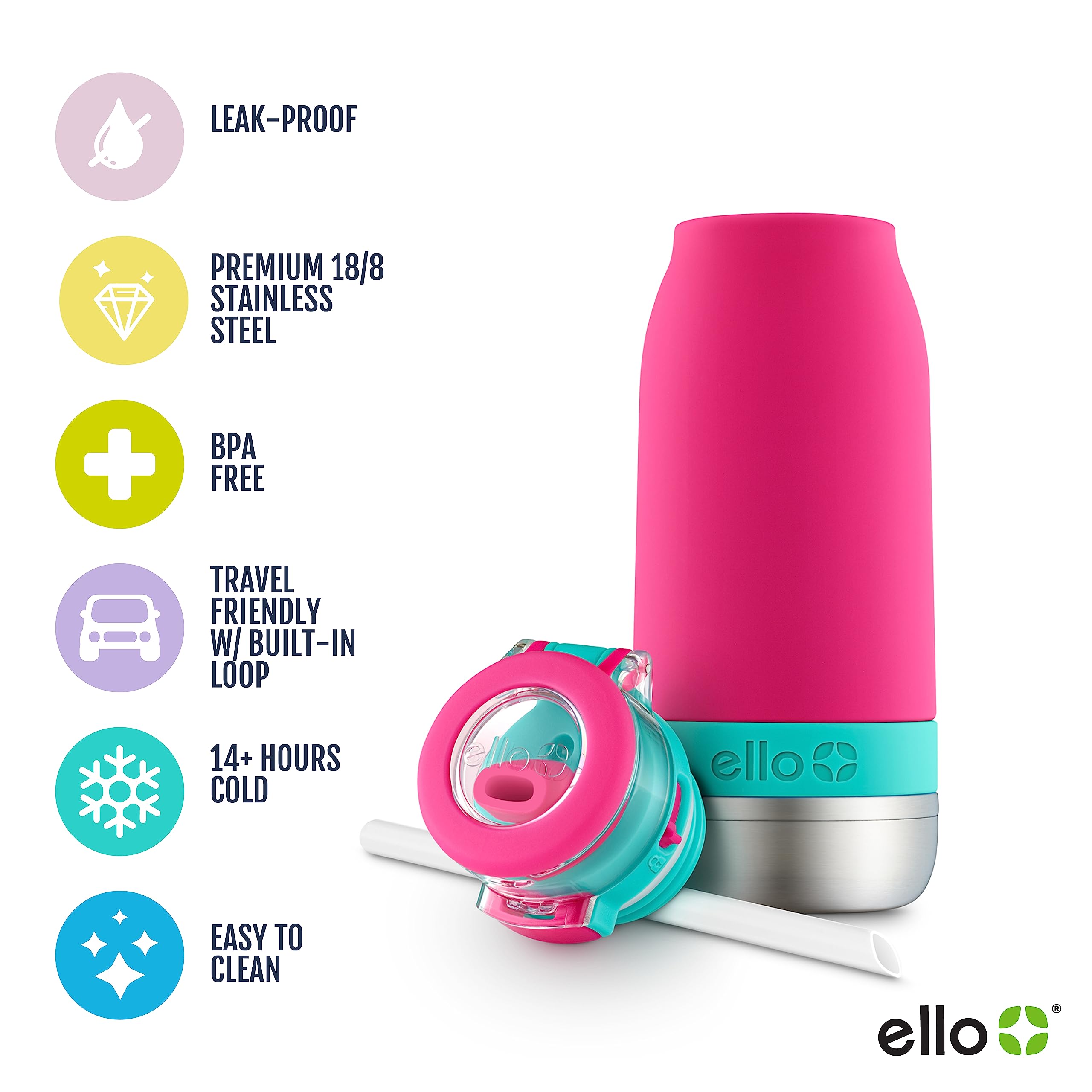 Foto 3 pulgar | Botella De Agua Ello Emma De Acero Inoxidable Con Aislamiento Al Vacío 414 Ml - Venta Internacional.