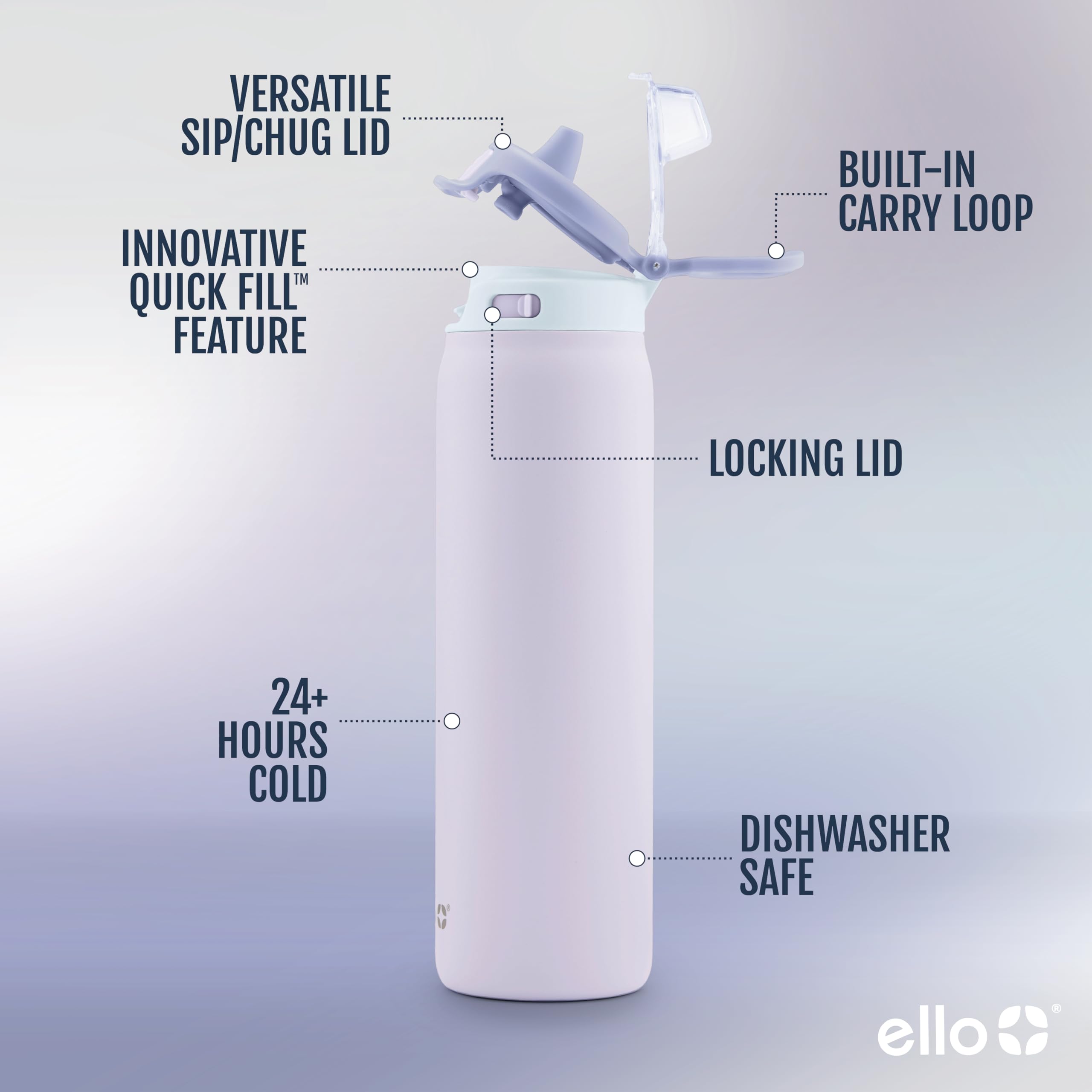 Foto 3 pulgar | Botella De Agua Ello Pop & Fill De Acero Inoxidable Aurora, 946 Ml - Venta Internacional.