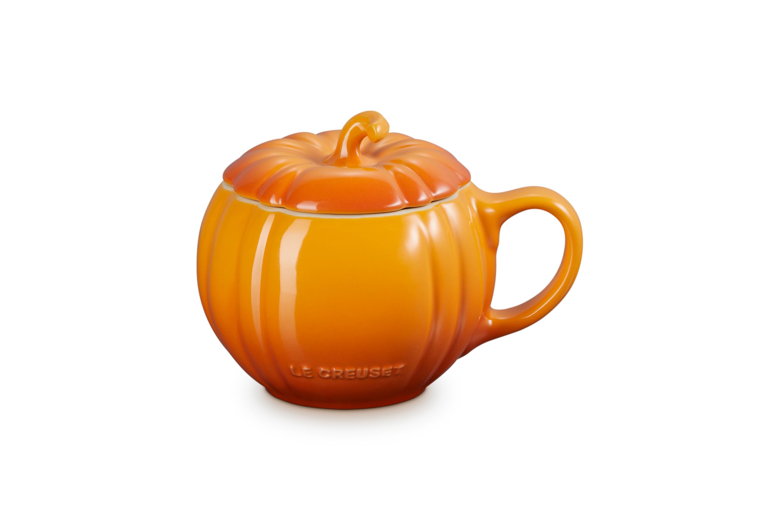 Taza Le Creuset, Cerámica, Calabaza, Con Tapa, 414 Ml, Color Caqui - Venta Internacional.