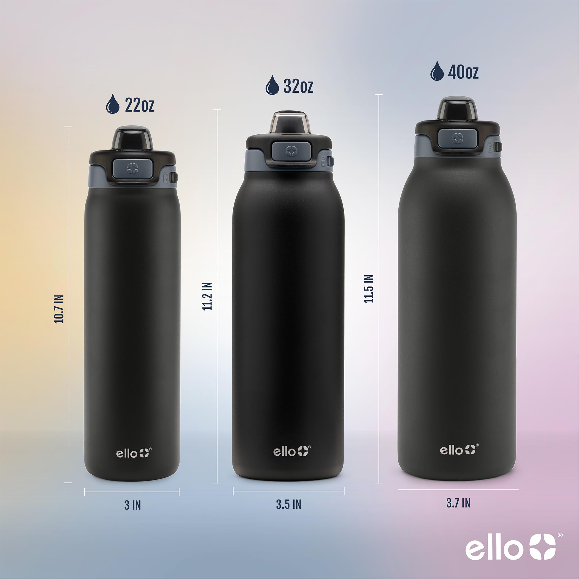 Foto 6 pulgar | Botella De Agua Ello Pop & Fill, 650 Ml, Acero Inoxidable, Color Negro - Venta Internacional.