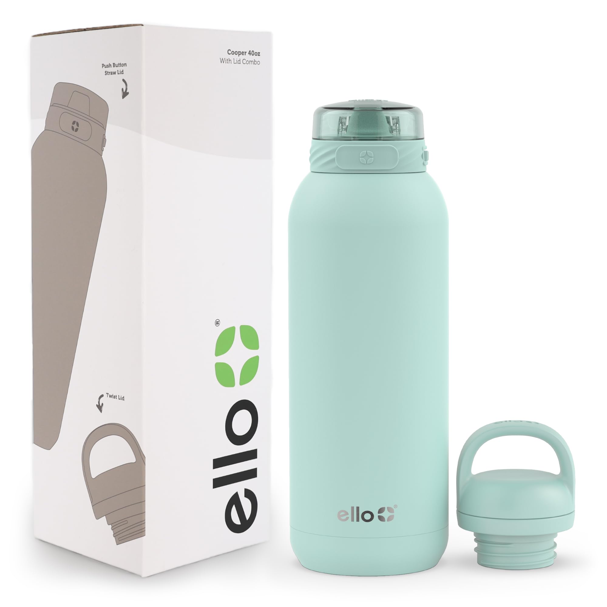 Botella De Agua Ello Cooper De Acero Inoxidable De 1,2 L Con 2 Tapas Yucca - Venta Internacional.