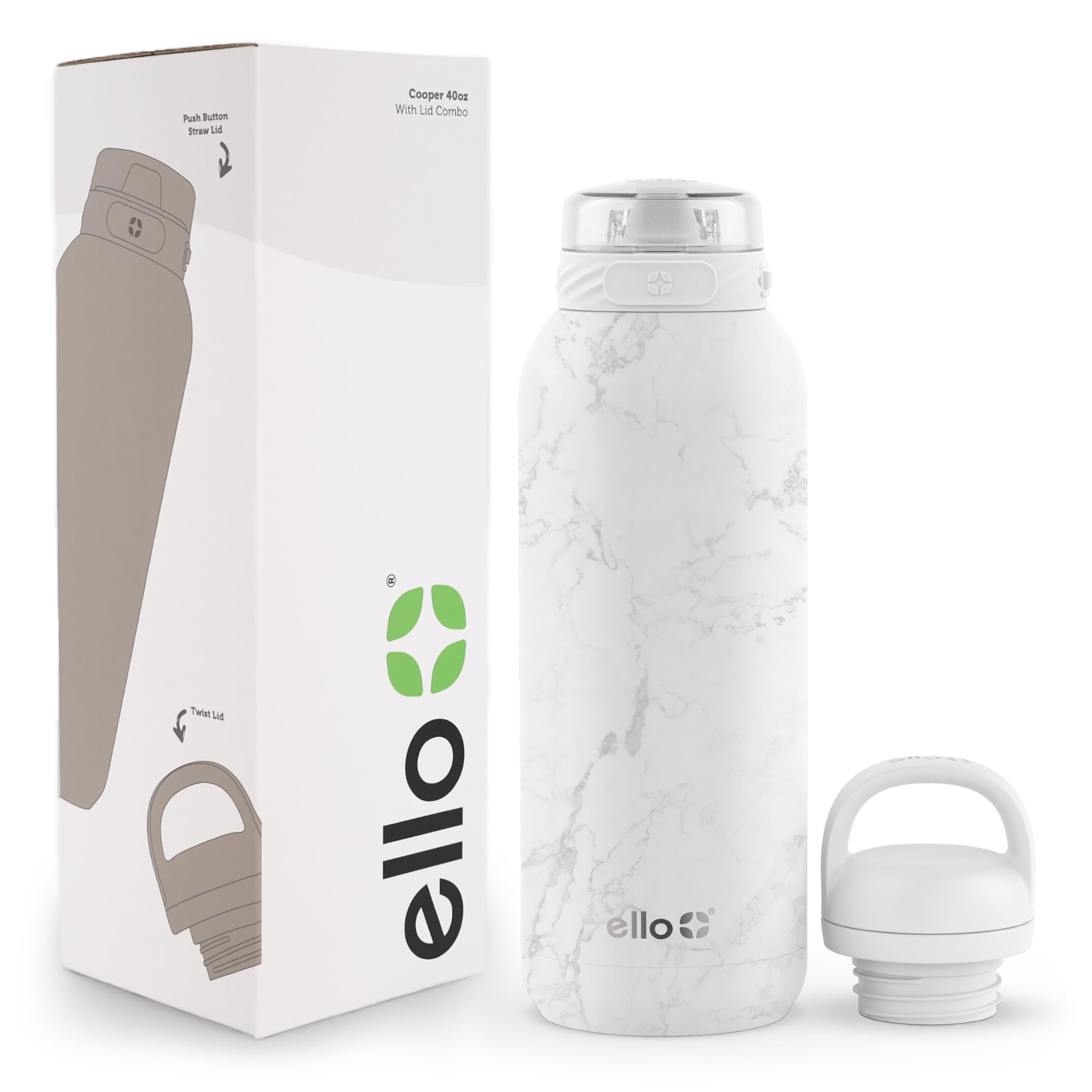 Foto 1 | Botella De Agua Ello Cooper 1.2l De Acero Inoxidable Y Mármol Blanco - Venta Internacional.