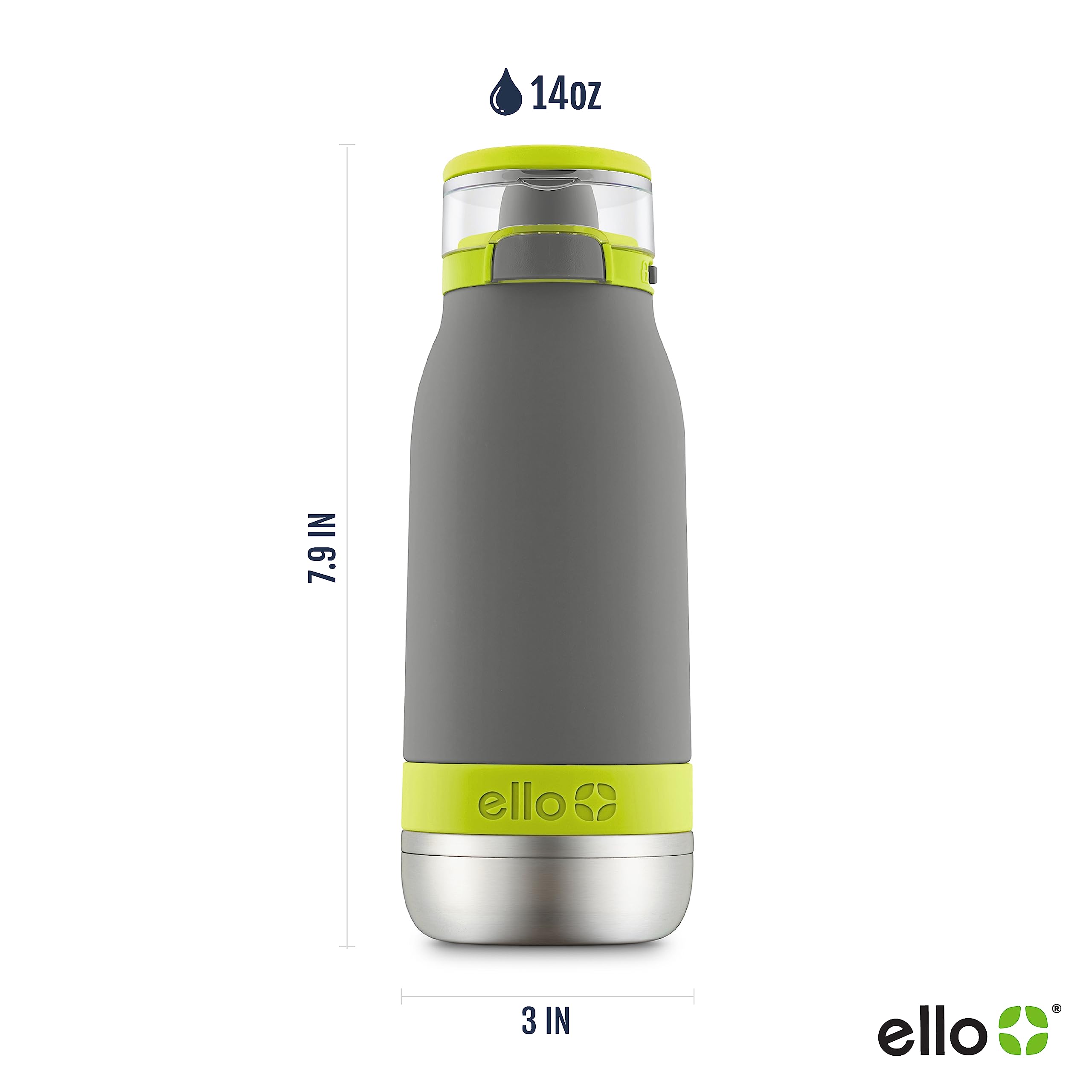 Foto 4 pulgar | Botella De Agua Ello Emma Con Aislamiento Al Vacío De 400 Ml Para Niños, Color Gris - Venta Internacional.