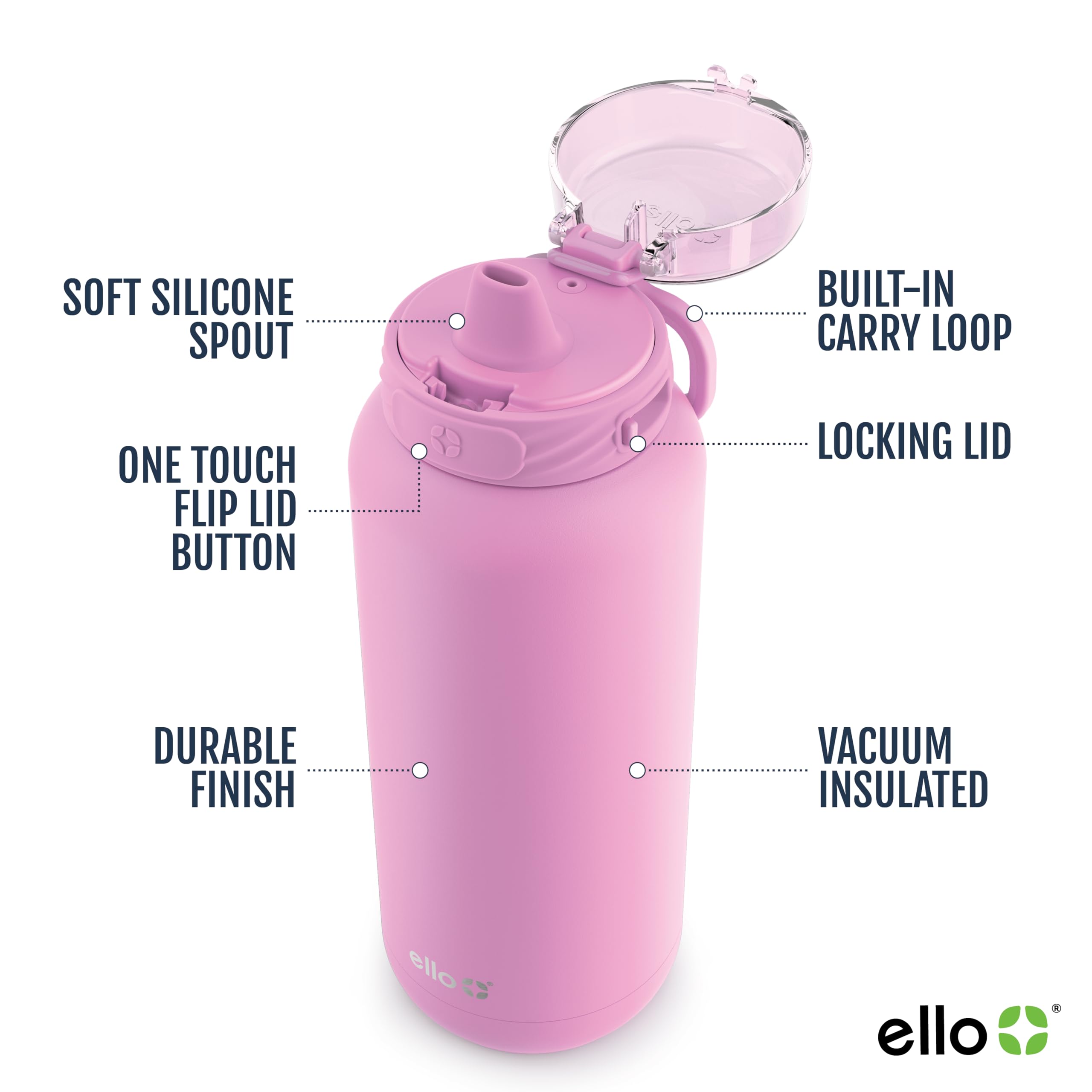 Foto 4 pulgar | Botella De Agua Ello Cooper De 650 Ml De Acero Inoxidable Con Pajita - Venta Internacional.