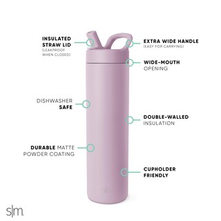 Foto 3 | Botella De Agua Simple Modern Mesa De 700 Ml Con Tapa De Pajita, Color Lavanda - Venta Internacional.
