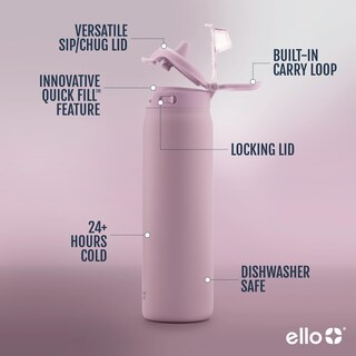 Foto 2 | Botella De Agua Ello Pop & Fill De Acero Inoxidable, 946 Ml, Color Malva - Venta Internacional.