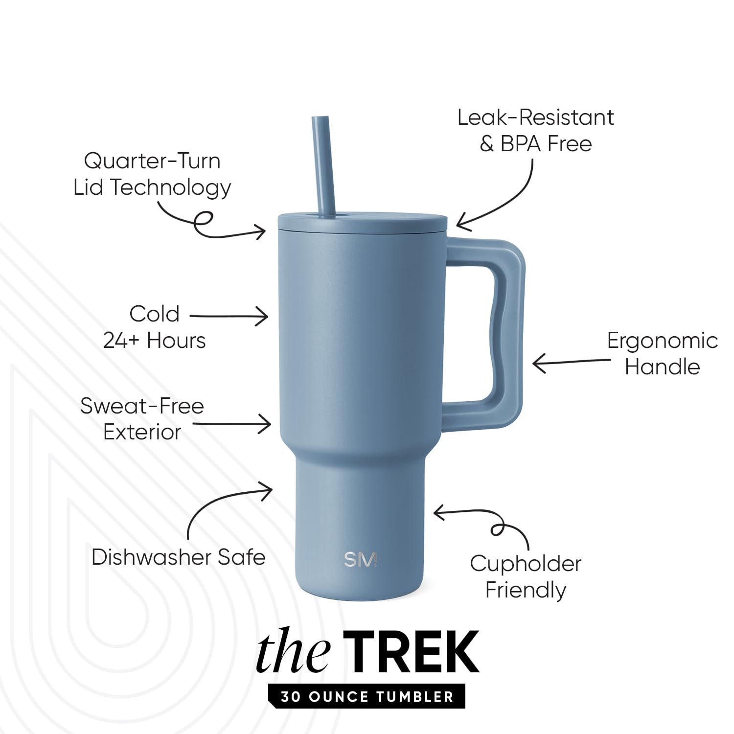 Foto 3 pulgar | Vaso Simple Modern Trek De 30 Onzas Con Asa Y Tapa De Pajita, Blue Dune - Venta Internacional.