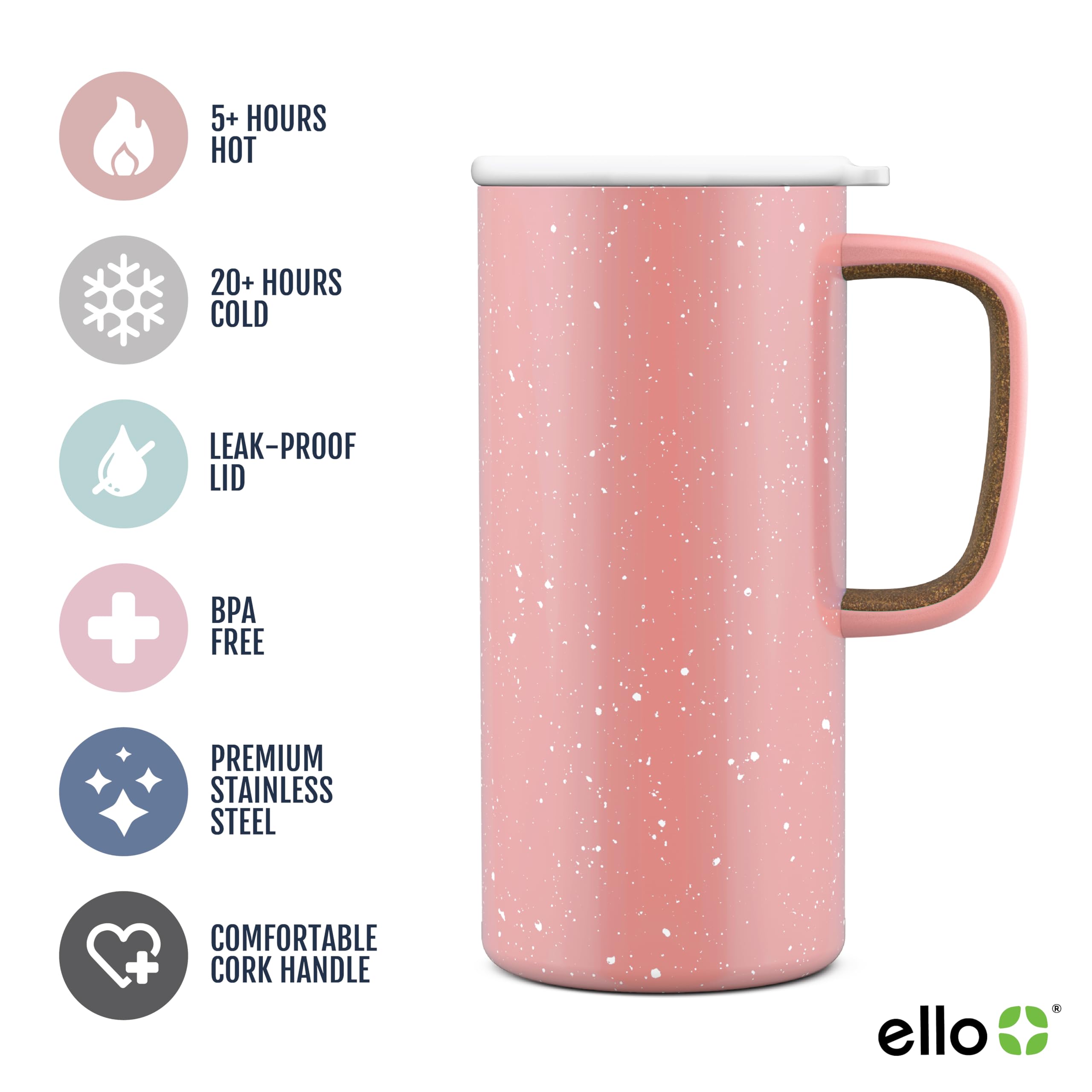 Foto 3 pulgar | Taza De Viaje Ello Campy Con Aislamiento Al Vacío De 530 Ml Georgia Peach - Venta Internacional.