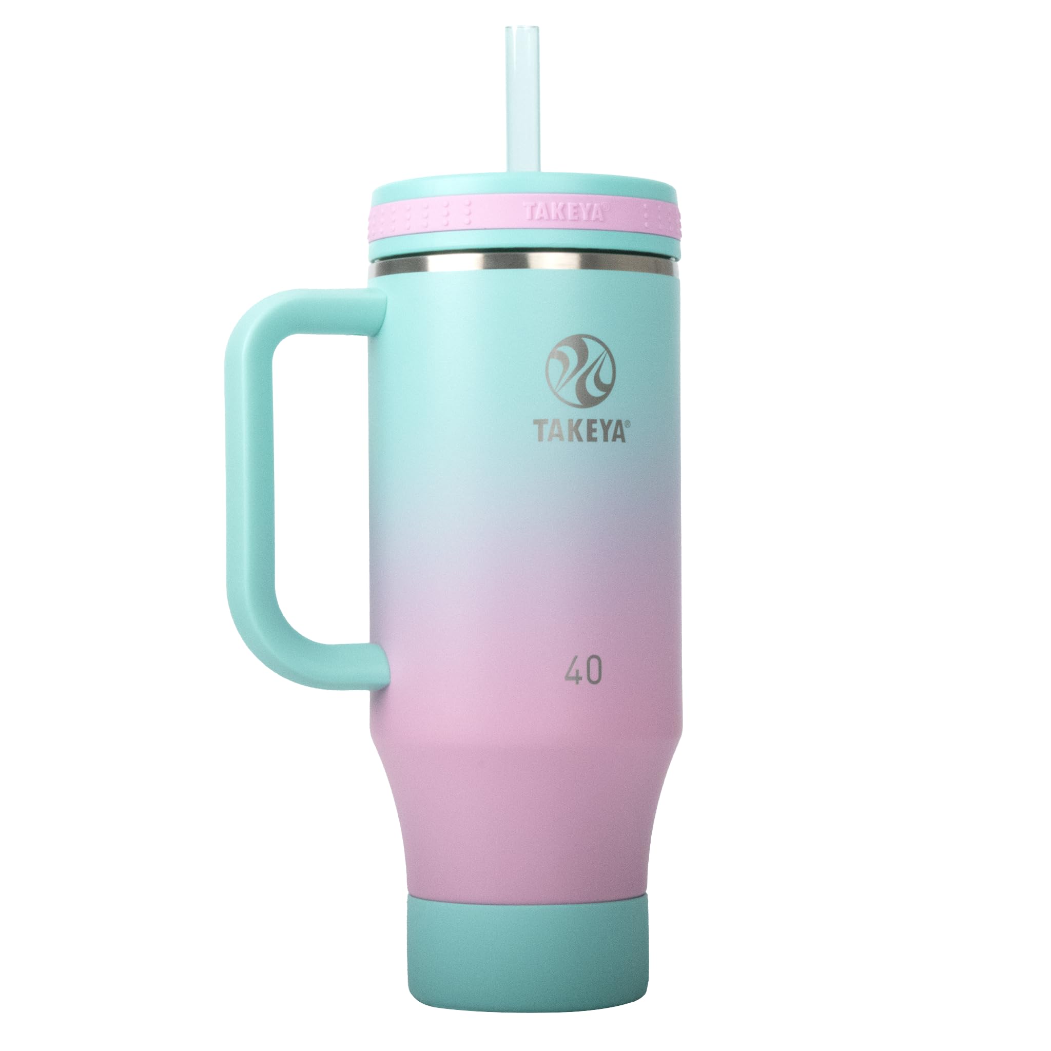 Vaso Takeya Con Mango, 1,2 L, Posavasos Y 2 Pajitas Ss - Venta Internacional.