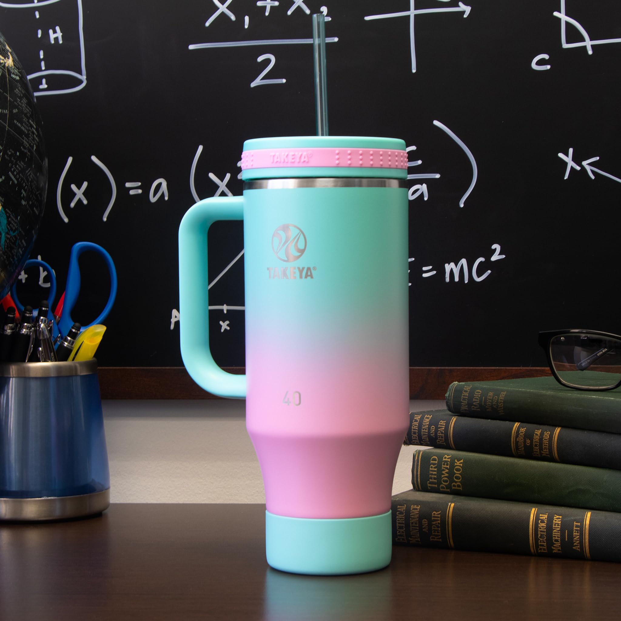 Foto 6 pulgar | Vaso Takeya Con Mango, 1,2 L, Posavasos Y 2 Pajitas Ss - Venta Internacional.