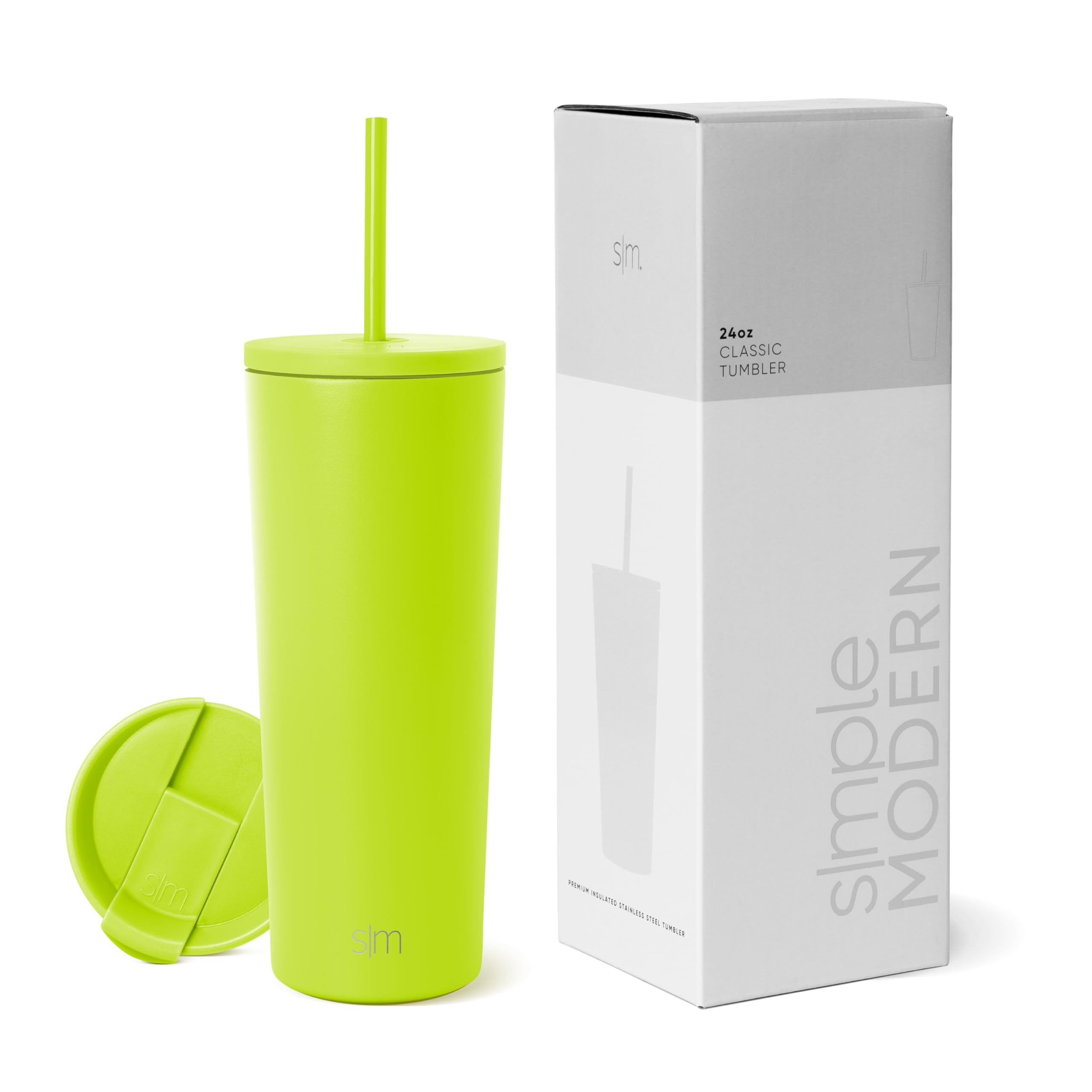 Vaso Aislante Simple Modern Classic De 710 Ml, Color Verde Manzana - Venta Internacional.