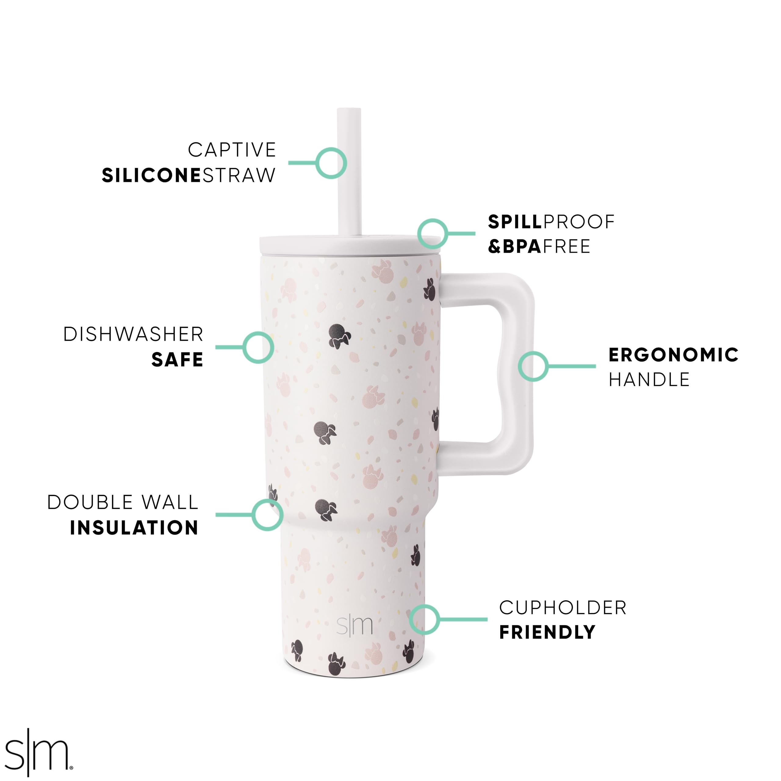 Foto 3 pulgar | Vaso Sencillo Y Moderno De Disney Kids De 700 Ml Con Asa De Minnie Mouse - Venta Internacional.