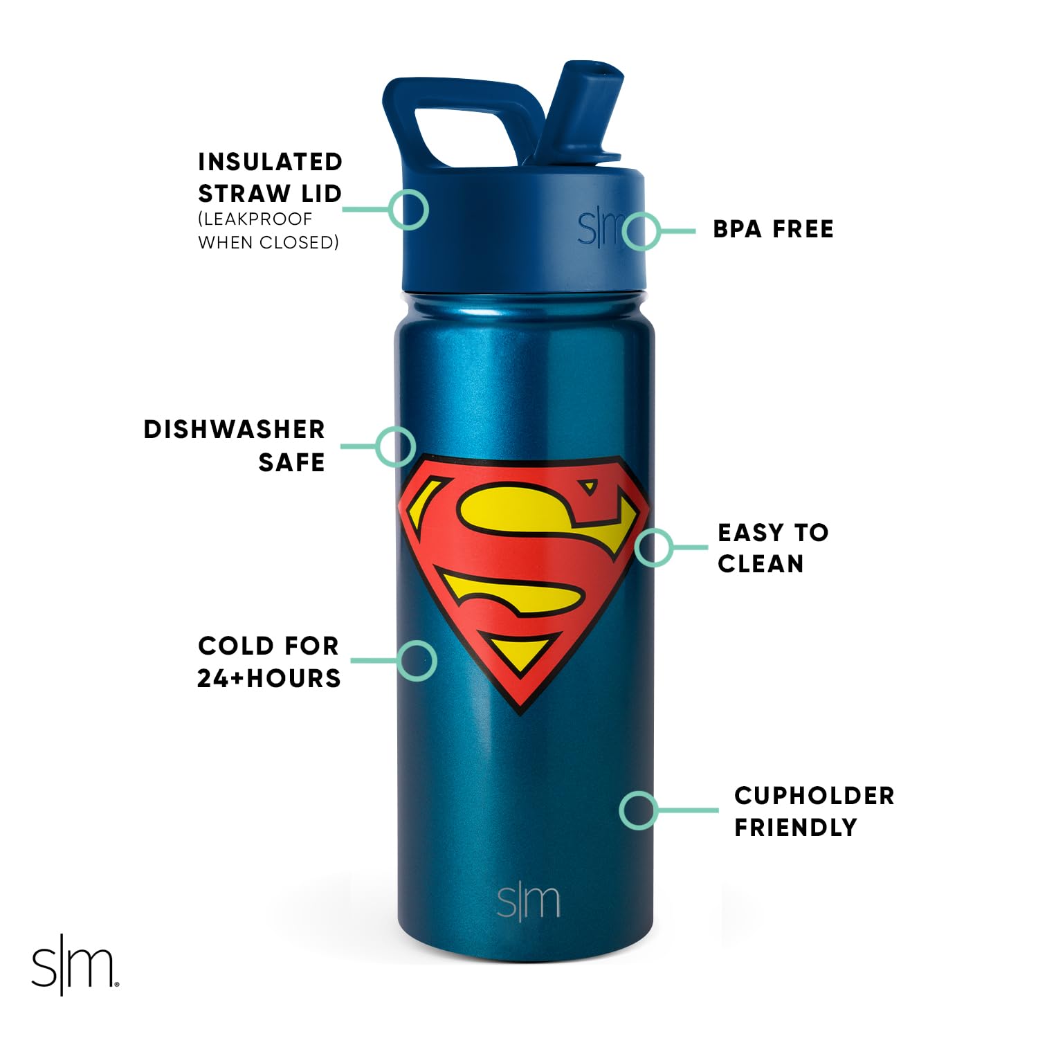 Foto 3 pulgar | Botella De Agua Simple Modern Dc Comics Superman Kids 530 Ml - Venta Internacional.