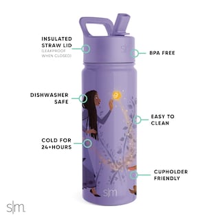 Foto 2 | Botella De Agua Simple Modern Disney Wish Kids De 530 Ml Con Pajita - Venta Internacional.
