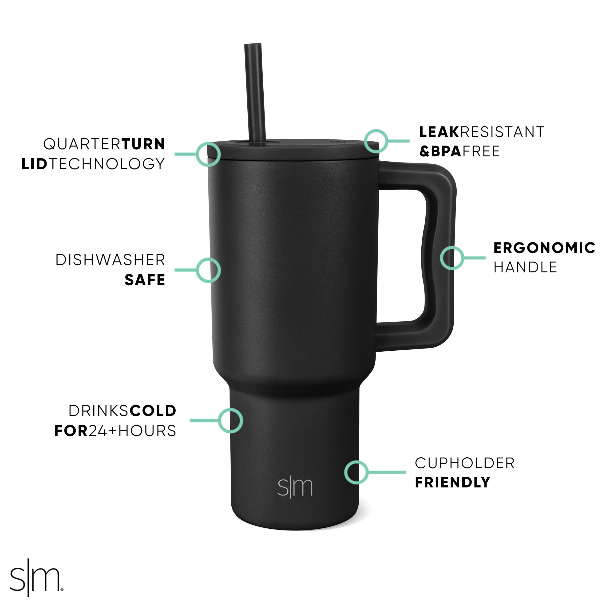 Foto 3 pulgar | Vaso Simple Modern Trek De 900 Ml Con Asa Y Tapa Con Pajita - Venta Internacional.