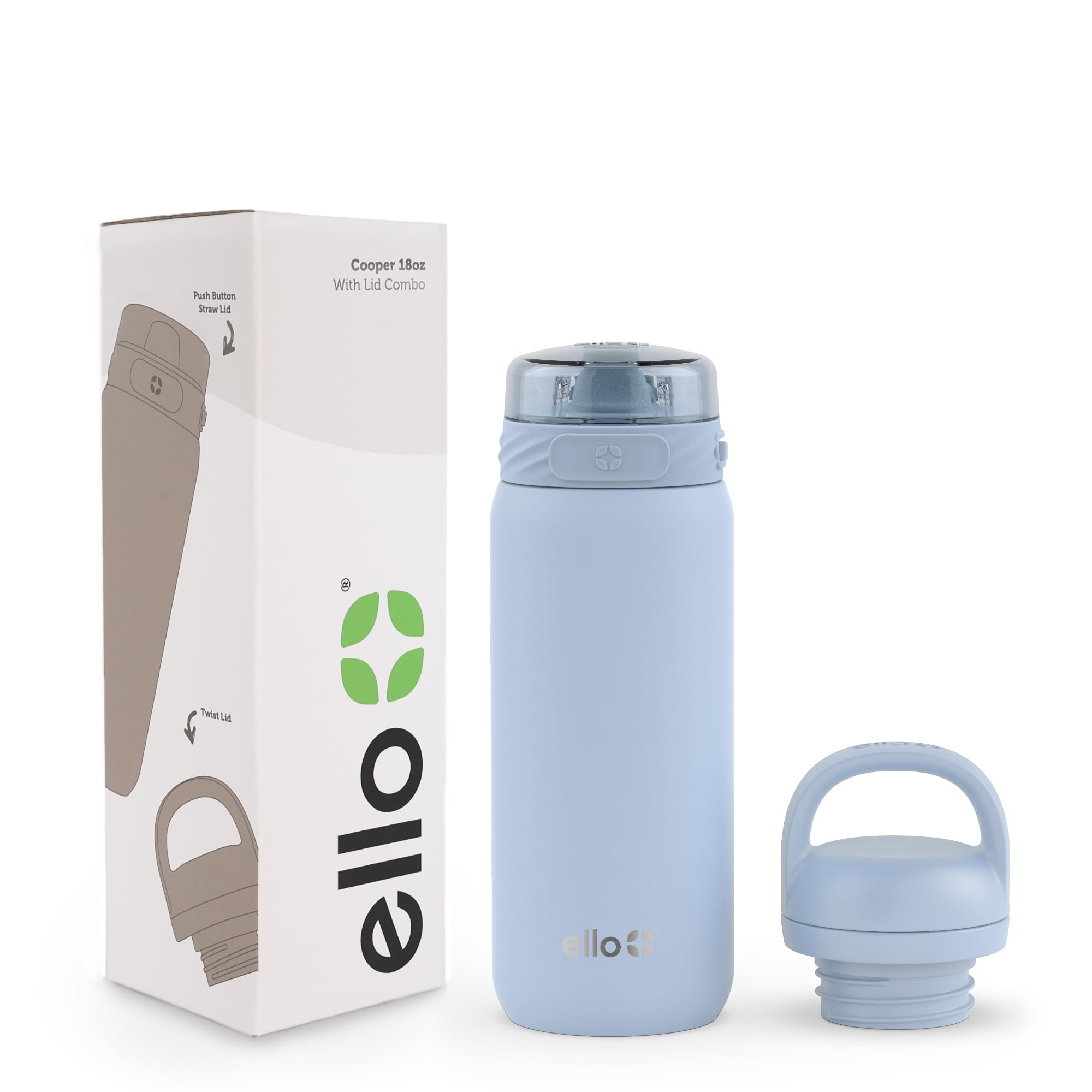 Botella De Agua Ello Cooper Kids 530 Ml De Acero Inoxidable Azul - Venta Internacional.