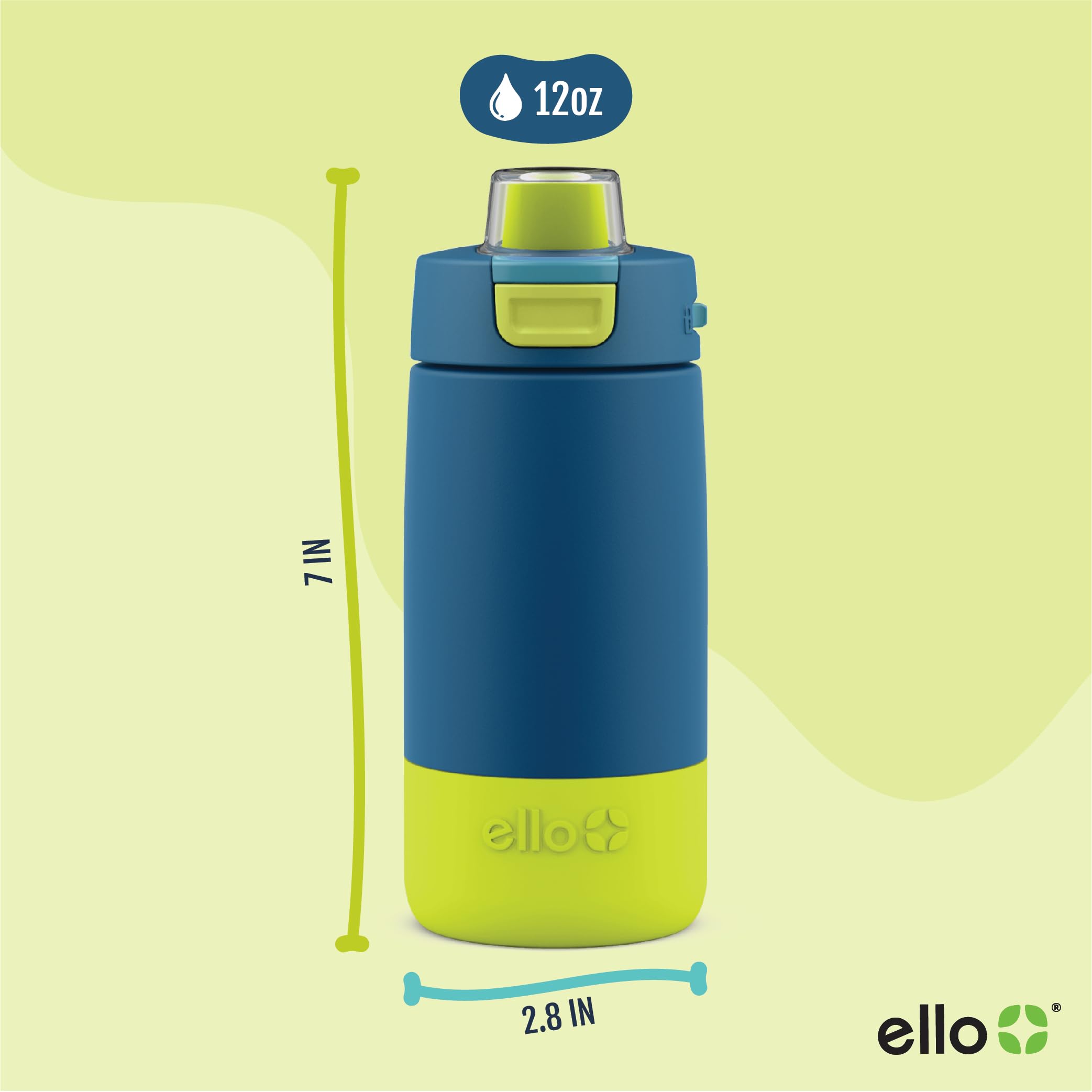 Foto 4 pulgar | Botella De Agua Ello Kids Colby De Acero Inoxidable, 350 Ml, Color Verde Azulado - Venta Internacional.