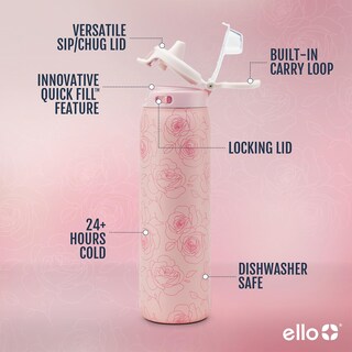 Foto 3 | Botella De Agua Ello Pop & Fill De Acero Inoxidable Con Forma De Rosas De 650 Ml - Venta Internacional.