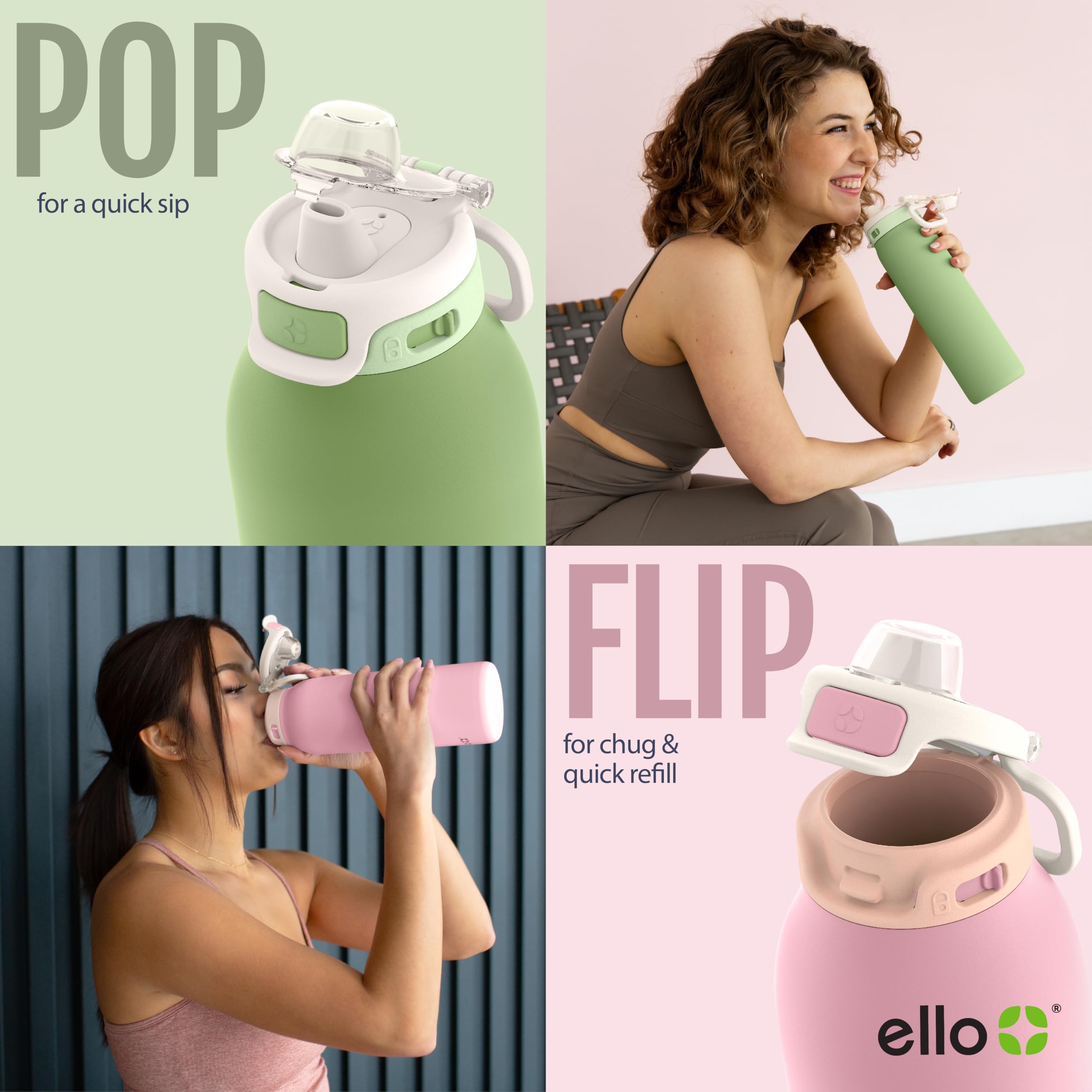 Foto 6 pulgar | Botella De Agua Ello Pop & Fill De Acero Inoxidable Con Forma De Rosas De 650 Ml - Venta Internacional.