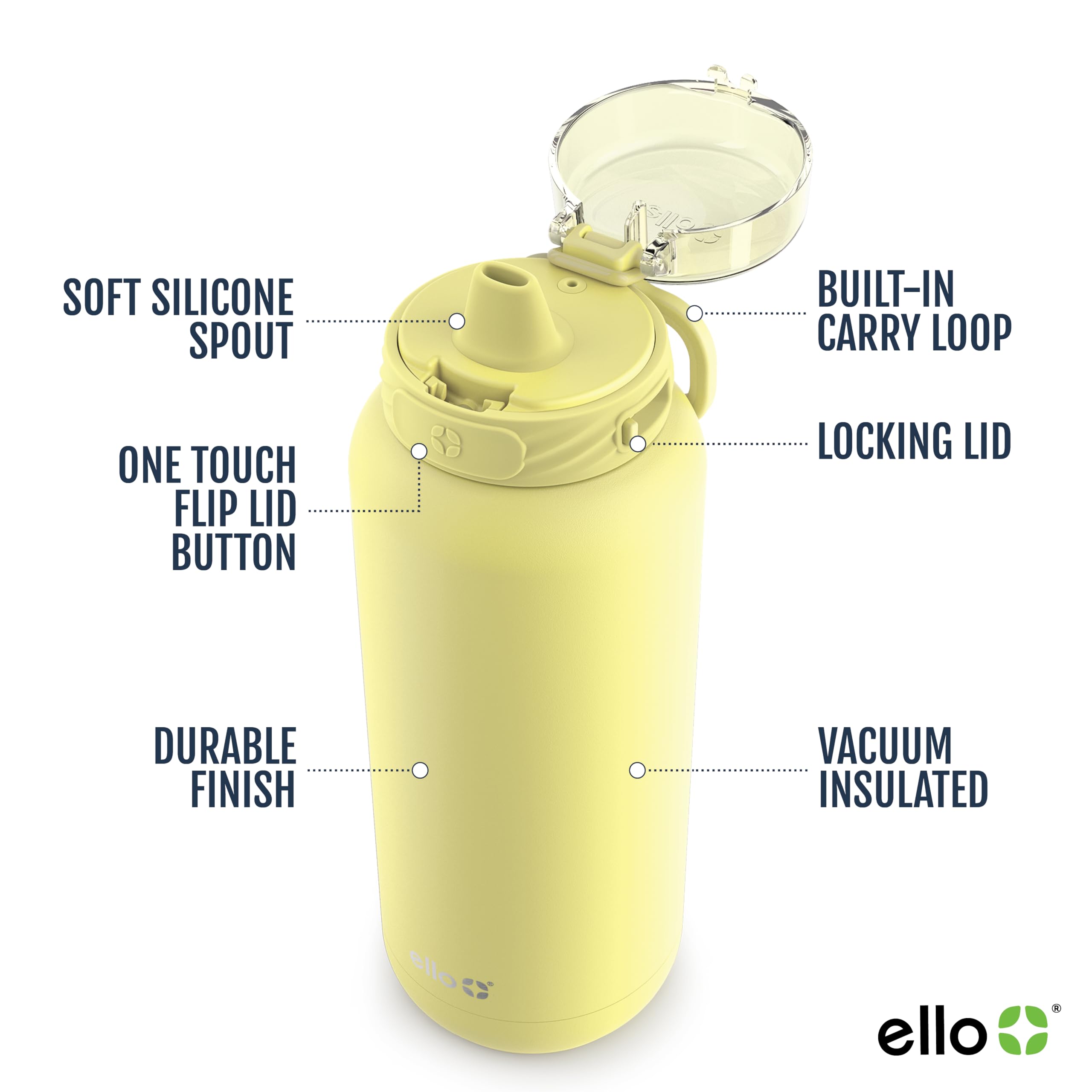 Foto 4 pulgar | Botella De Agua Ello Cooper De Acero Inoxidable De 1,2 L Con Pajita Para Limonada - Venta Internacional.