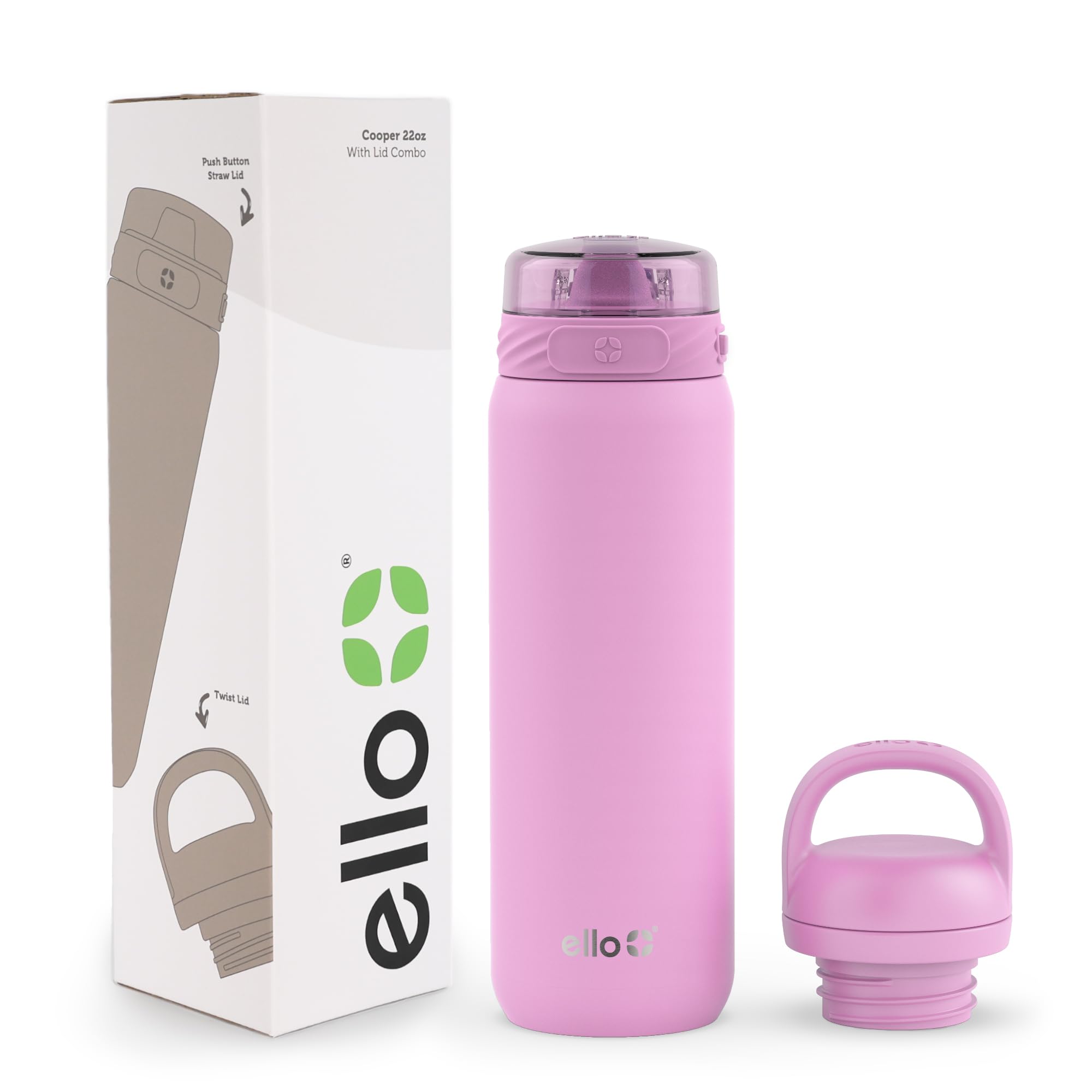 Botella De Agua Ello Cooper De Acero Inoxidable De 650 Ml, Color Rosa Chicle - Venta Internacional.