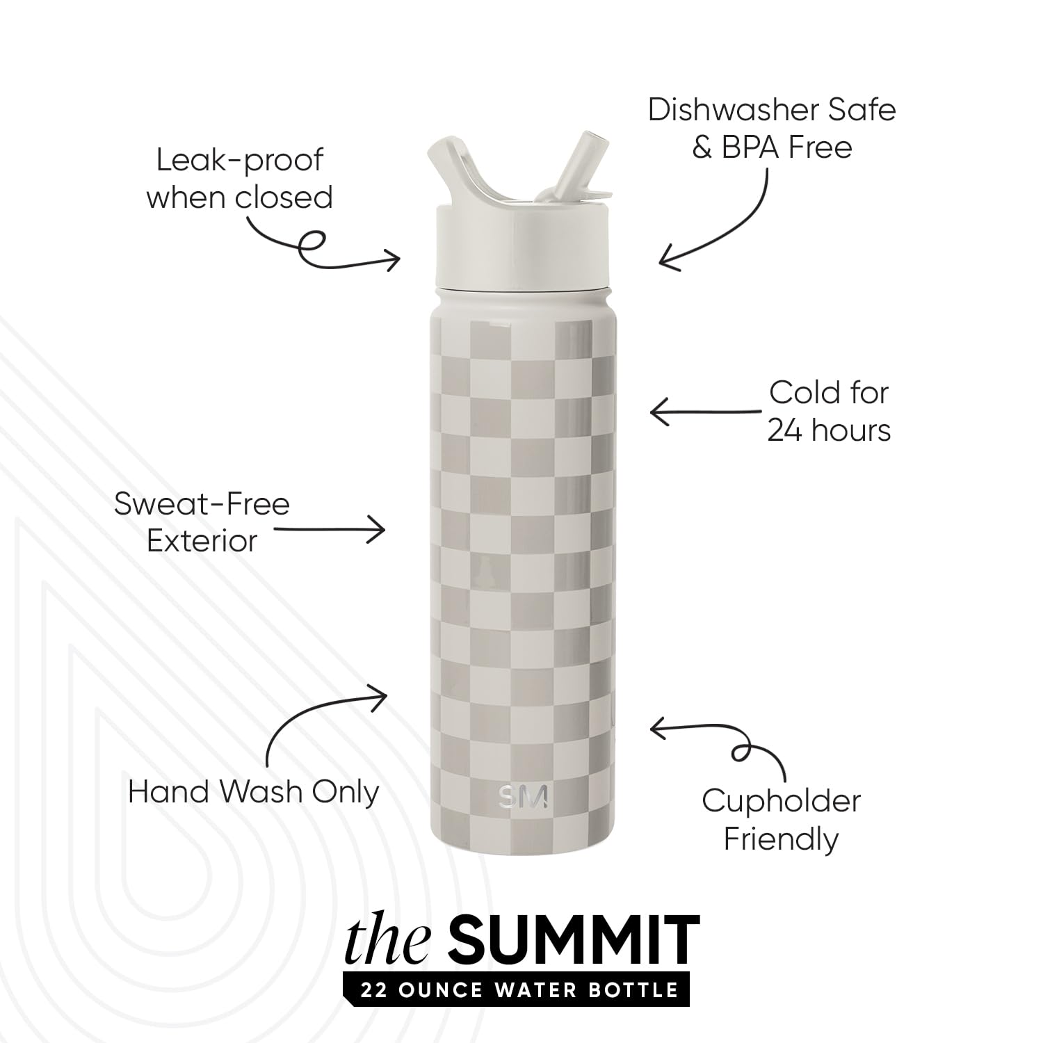 Foto 2 | Botella De Agua Simple Modern Summit Checkmate De 650 Ml Con Tapa De Pajita - Venta Internacional.