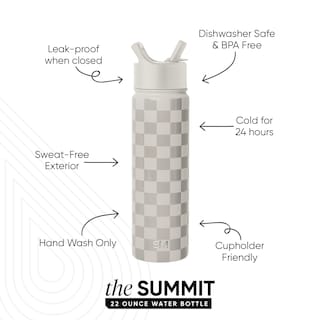 Foto 2 | Botella De Agua Simple Modern Summit Checkmate De 650 Ml Con Tapa De Pajita - Venta Internacional.