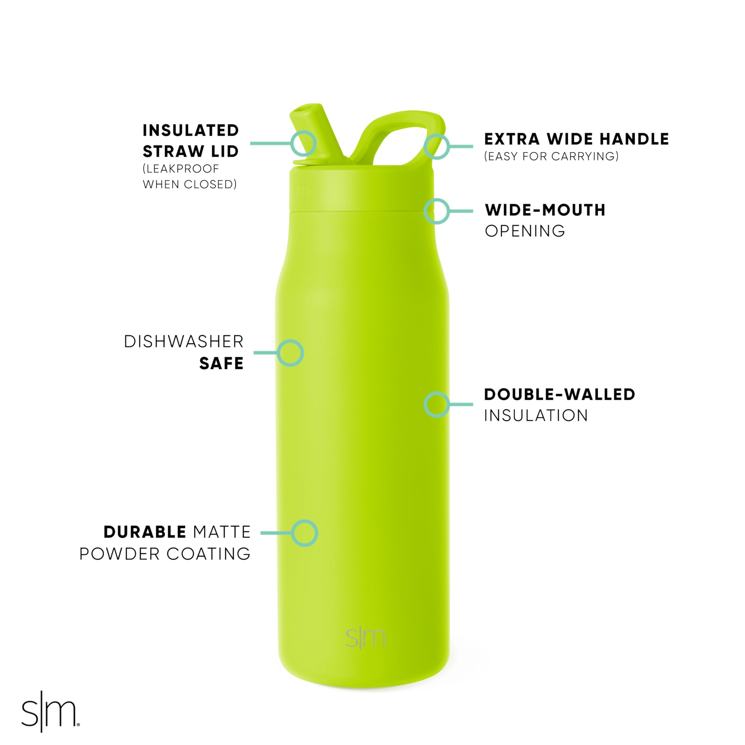 Foto 4 pulgar | Botella De Agua Simple Modern Mesa De 1 Litro Con Tapa De Pajita De Acero Inoxidable - Venta Internacional.