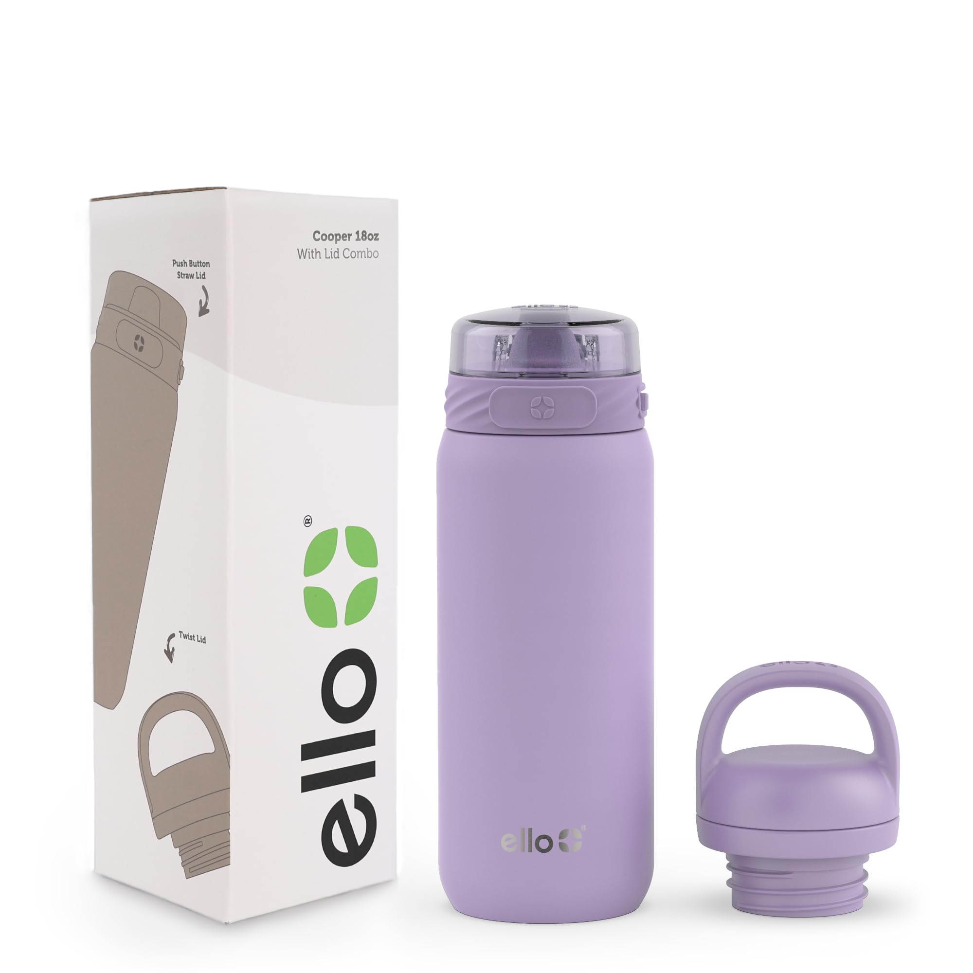 Botella De Agua Ello Cooper Kids De Acero Inoxidable, 530 Ml, Color Lila - Venta Internacional.