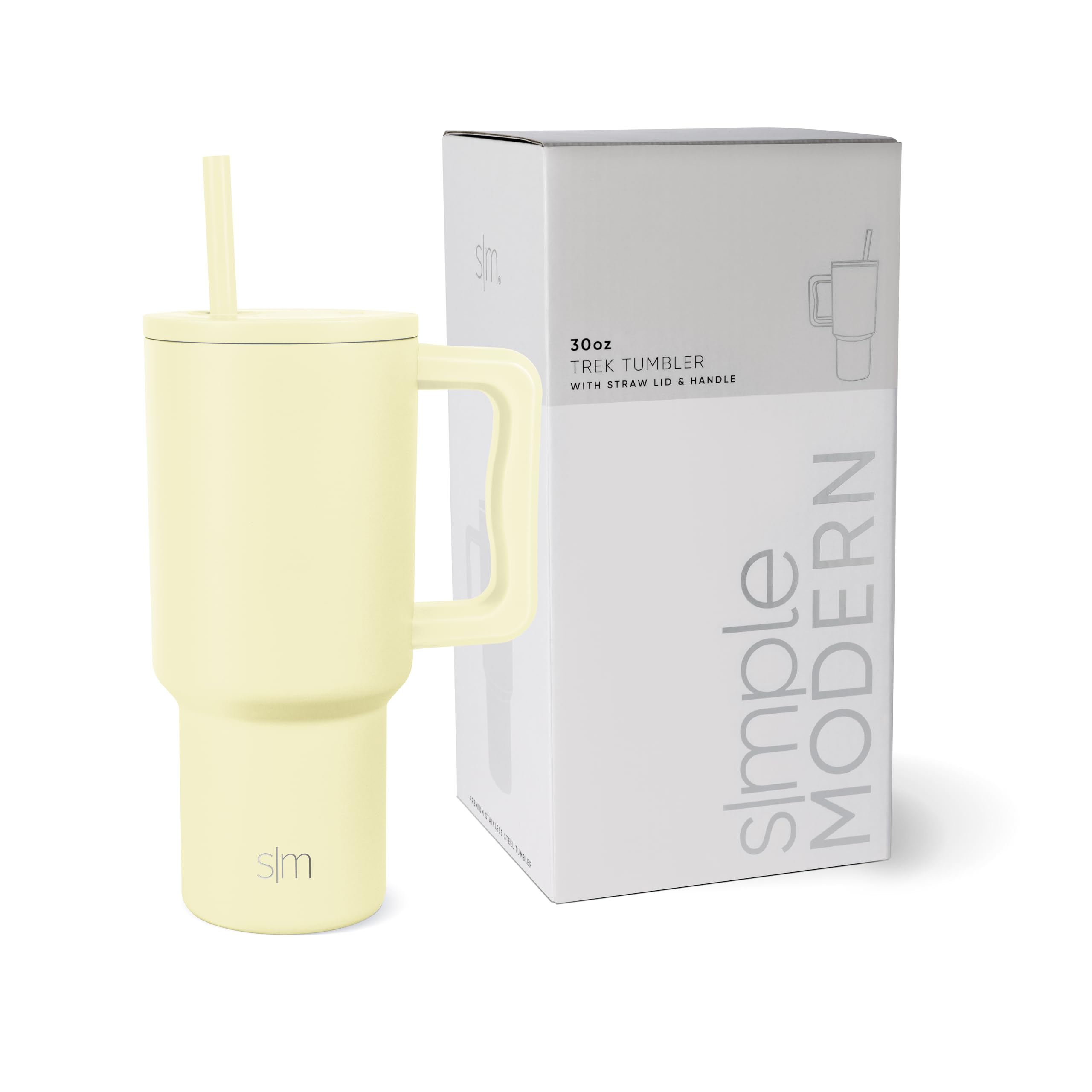 Vaso Simple Modern Trek De 900 Ml Con Asa Y Tapa Con Pajita Ss - Venta Internacional.