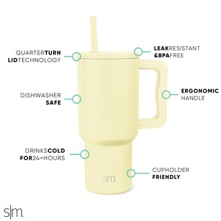 Foto 2 | Vaso Simple Modern Trek De 900 Ml Con Asa Y Tapa Con Pajita Ss - Venta Internacional.