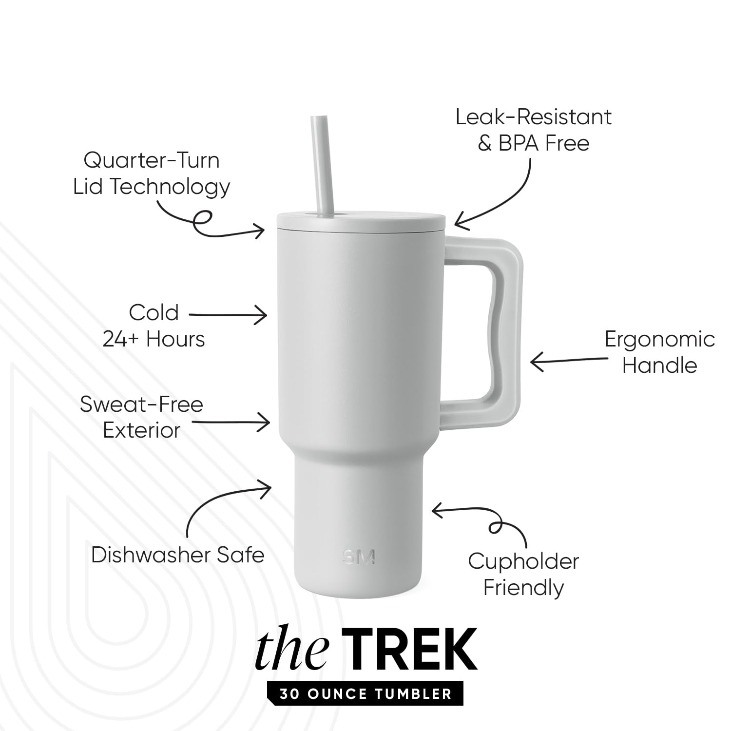Foto 3 pulgar | Vaso Simple Modern Trek De 900 Ml Con Asa Y Tapa Con Pajita De Acero - Venta Internacional.