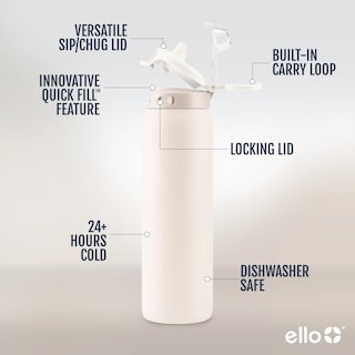 Foto 2 | Botella De Agua Ello Pop & Fill De Acero Inoxidable, 946 Ml, Color Crema - Venta Internacional.
