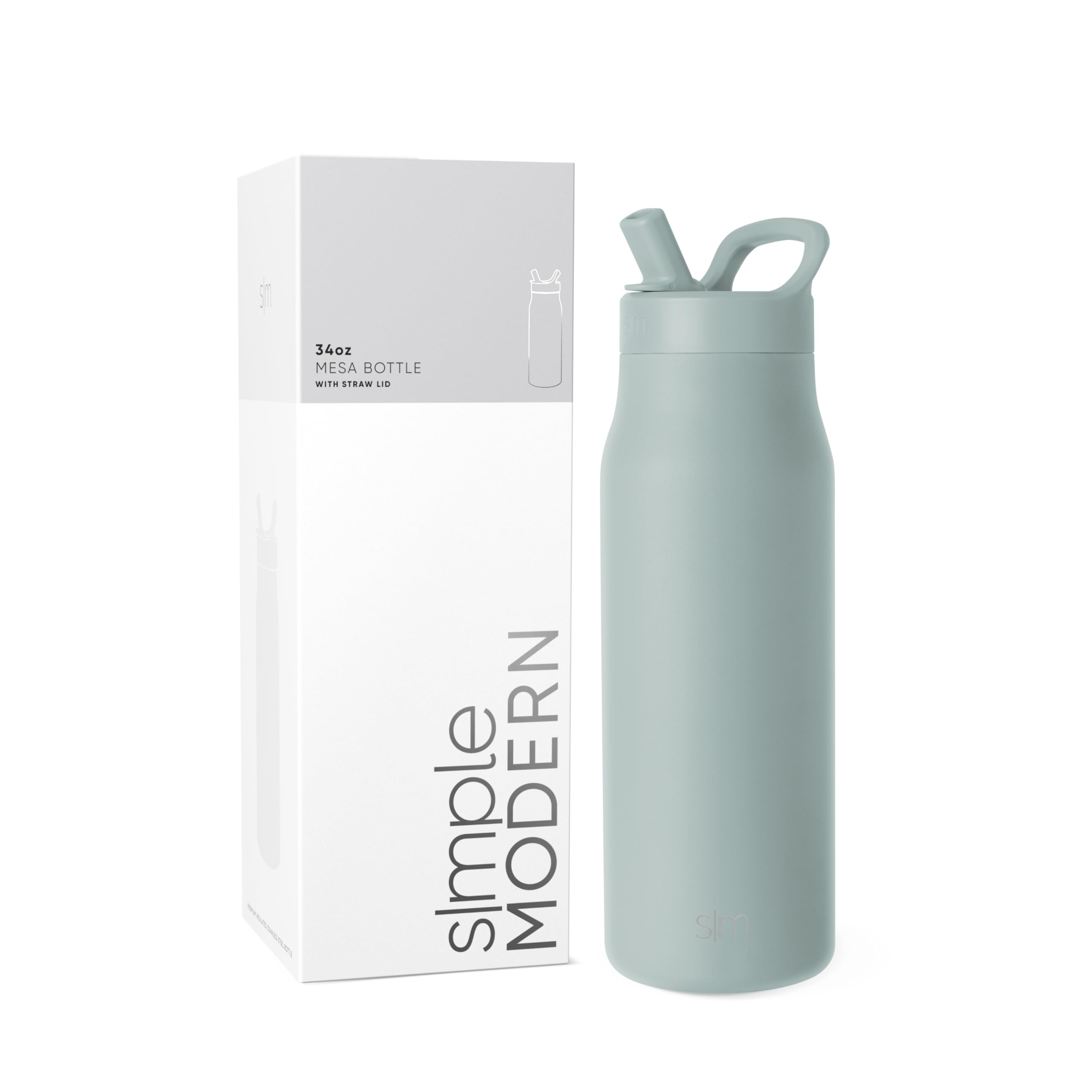 Foto 1 | Botella De Agua Simple Modern Mesa De 1 Litro Con Tapa De Pajita Sea Glass Sage - Venta Internacional.