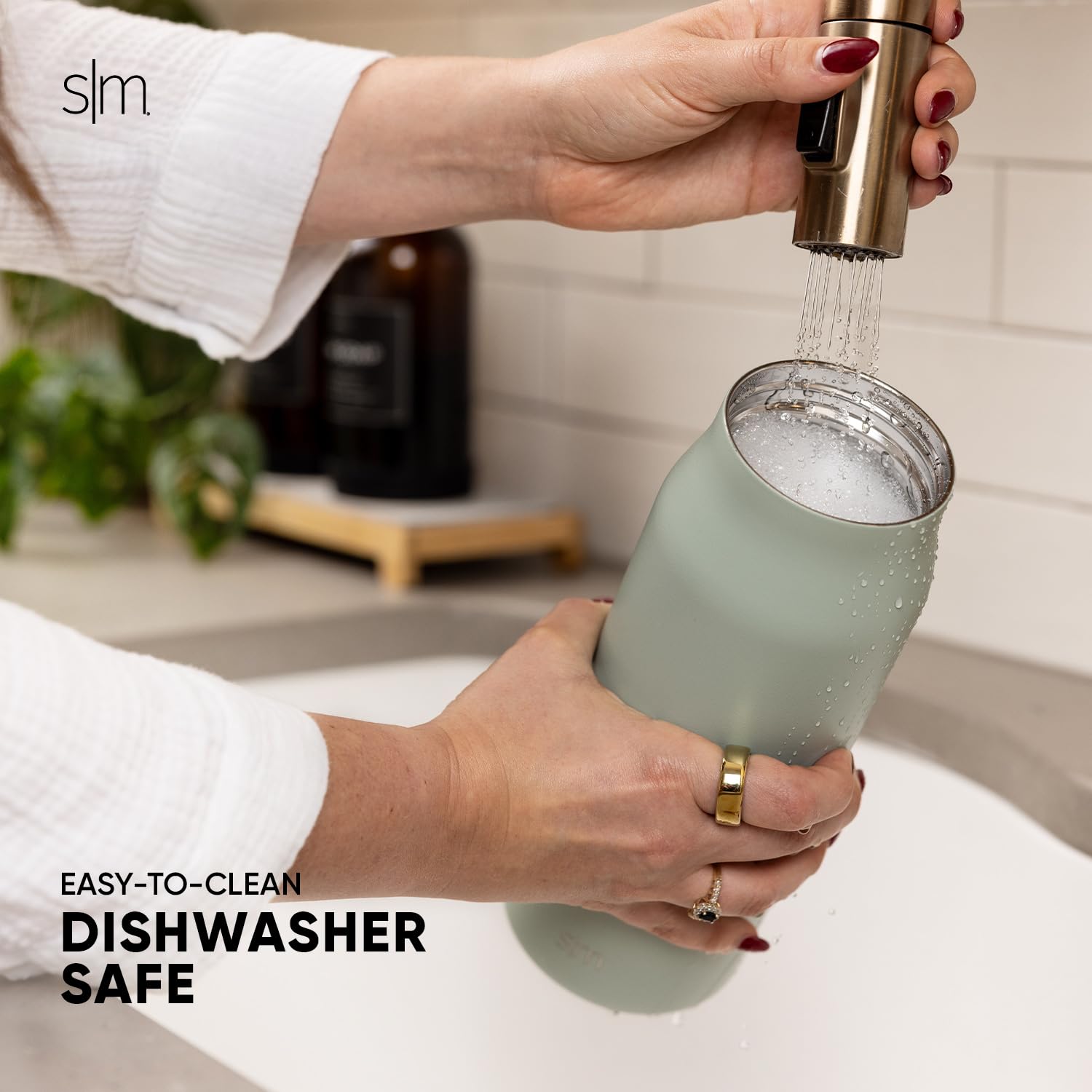 Foto 7 | Botella De Agua Simple Modern Mesa De 1 Litro Con Tapa De Pajita Sea Glass Sage - Venta Internacional.
