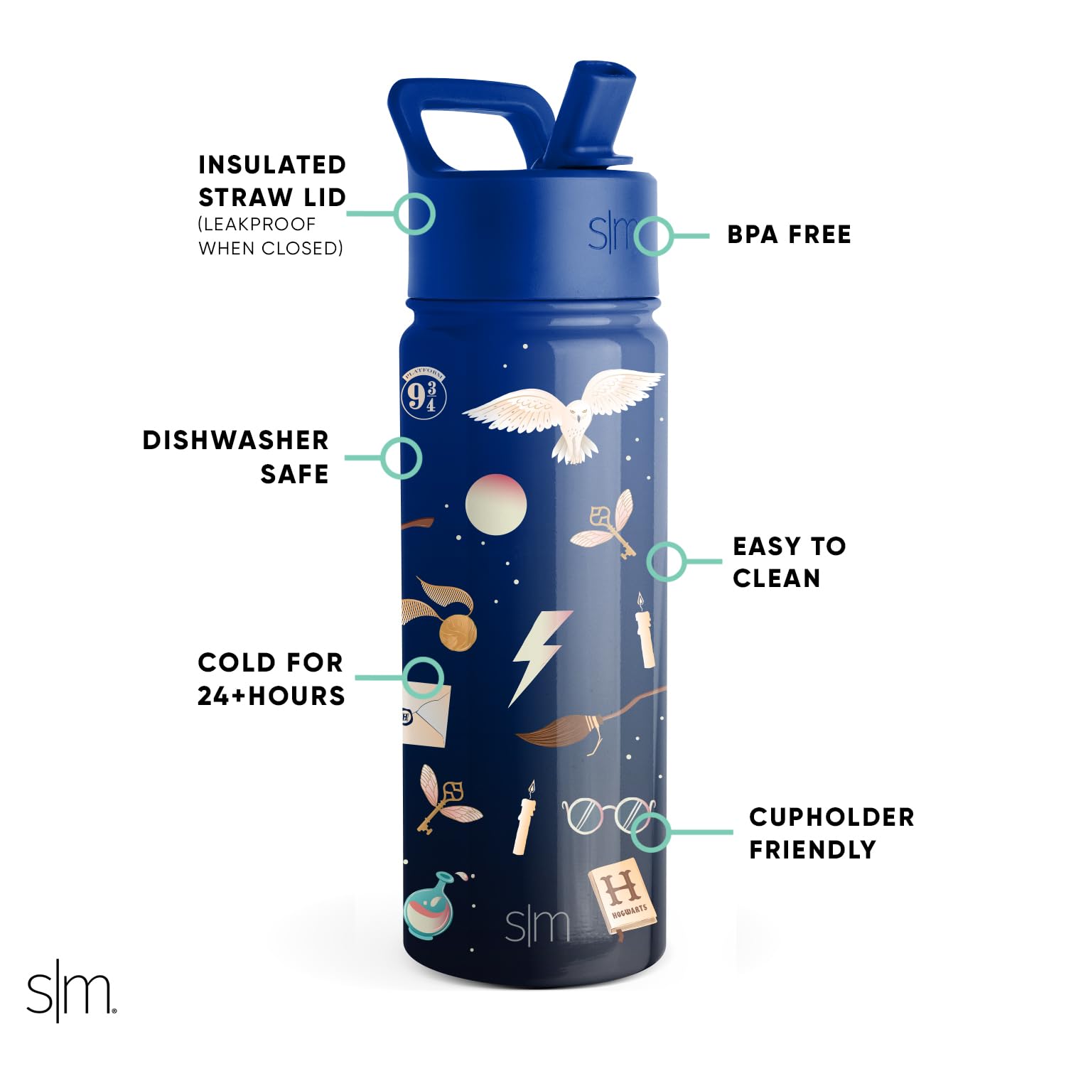 Foto 6 pulgar | Botella De Agua Sencilla Y Moderna De Harry Potter Kids De 530 Ml Con Pajita - Venta Internacional.