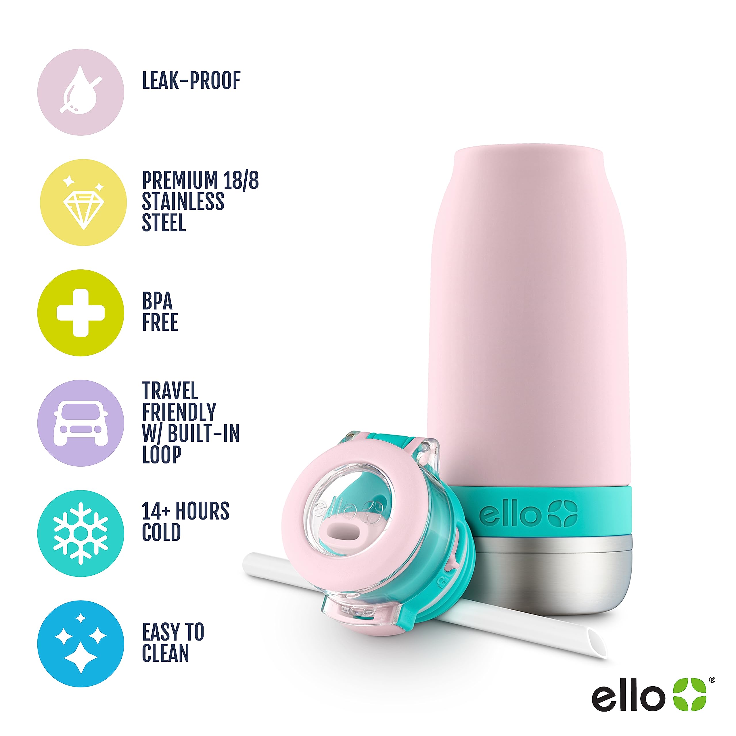 Foto 3 pulgar | Botella De Agua Ello Emma Con Aislamiento Al Vacío, 400 Ml, Acero Inoxidable Para Niños - Venta Internacional.