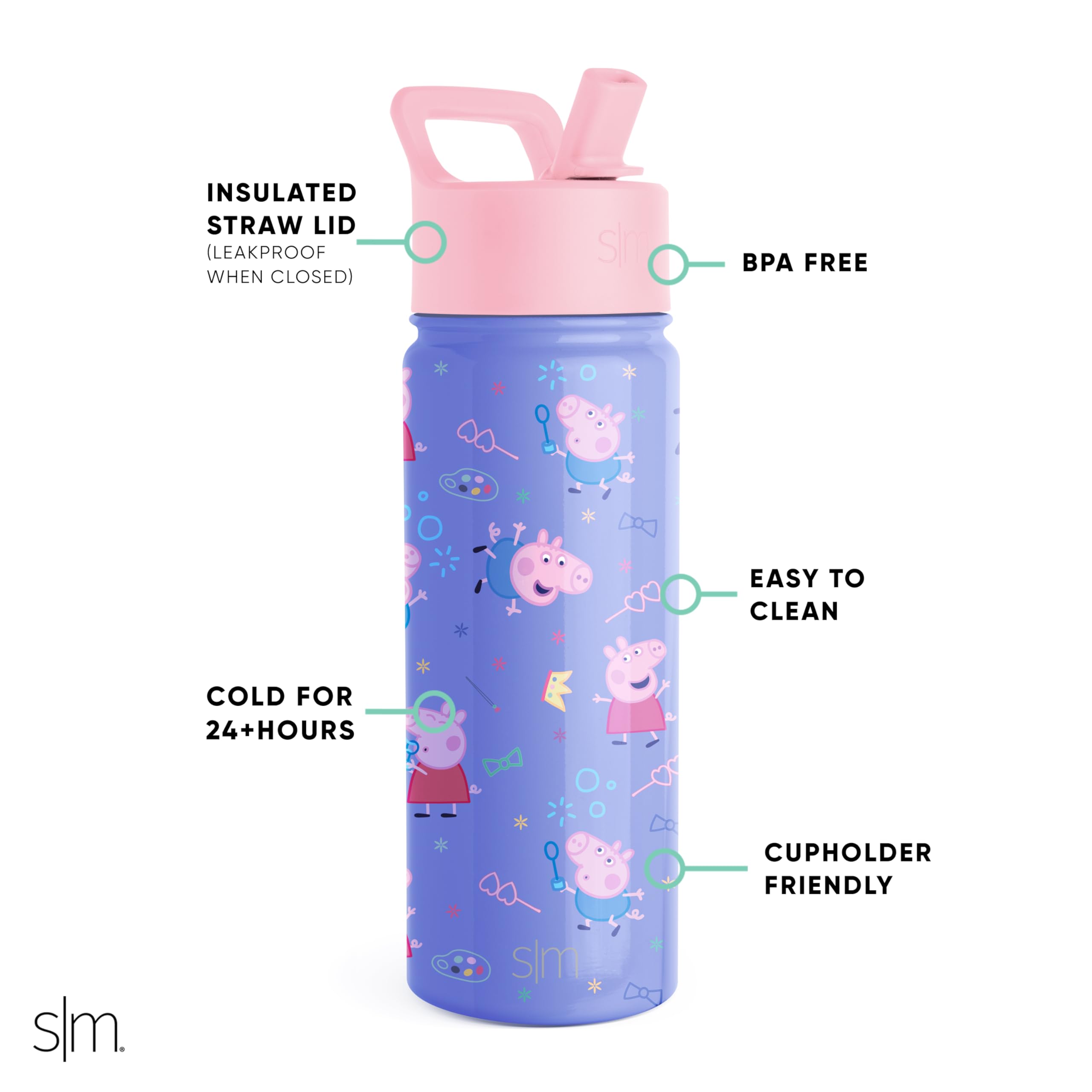 Foto 3 pulgar | Botella De Agua Simple Modern Peppa Pig Kids De 530 Ml Con Pajita - Venta Internacional.