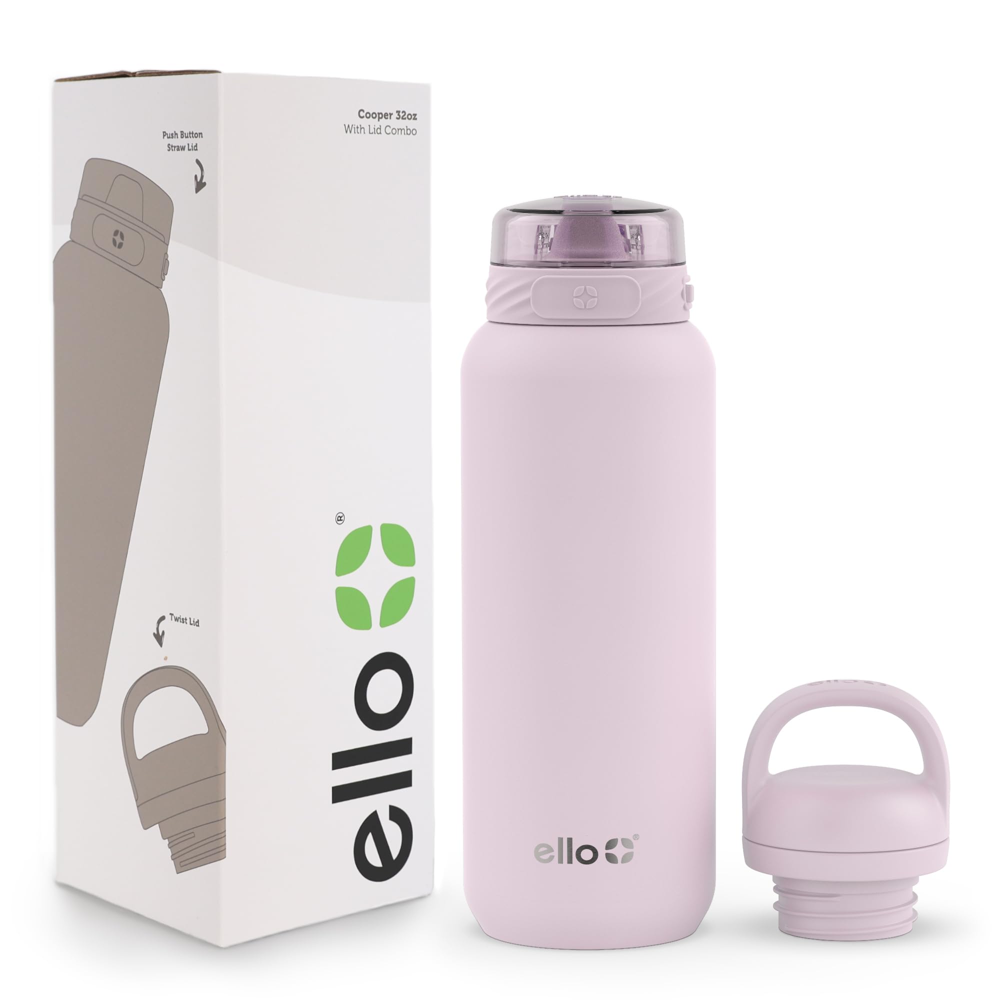 Botella De Agua Ello Cooper 946ml, Acero Inoxidable, Cachemir, Color Rosa - Venta Internacional.
