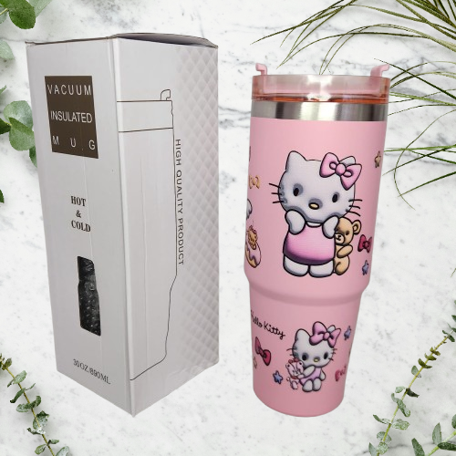 Foto 3 pulgar | Termo Hello Kitty De Acero Inoxidable 30 Onzas Con Popote