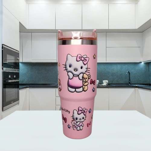 Foto 4 pulgar | Termo Hello Kitty De Acero Inoxidable 30 Onzas Con Popote