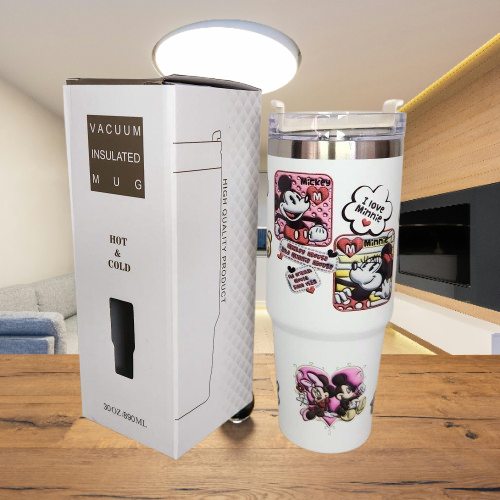 Foto 3 | Termo Mickey Mouse De Acero Inoxidable 30 Onzas Con Popote