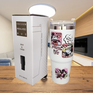 Foto 3 | Termo Mickey Mouse De Acero Inoxidable 30 Onzas Con Popote