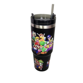 Foto 1 | Termo Mario Bros De Acero Inoxidable 30 Onzas Con Popote