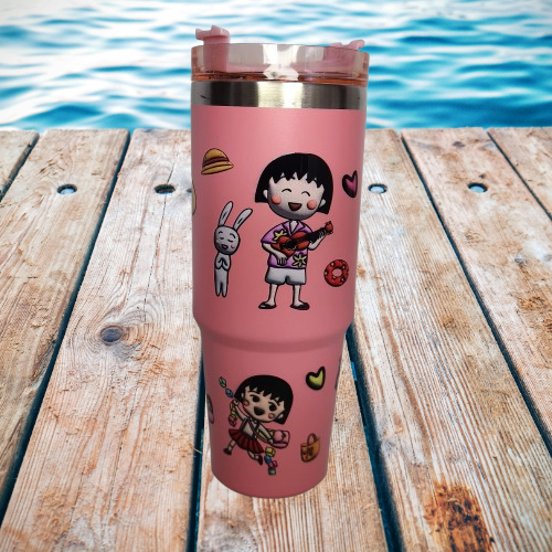 Foto 4 pulgar | Termo Sakura Momoko De Acero Inoxidable 30 Onzas Con Popote