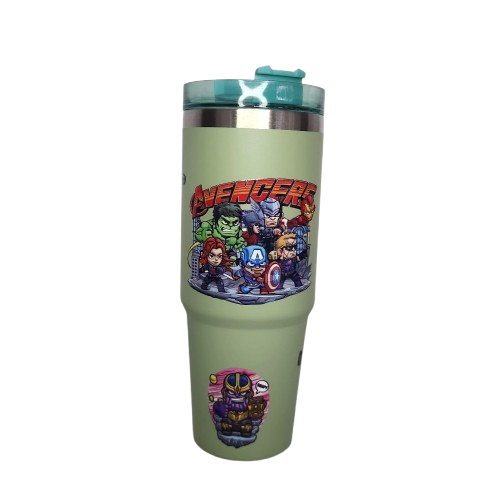 Termo The Avengers De Acero Inoxidable 30 Onzas Con Popote