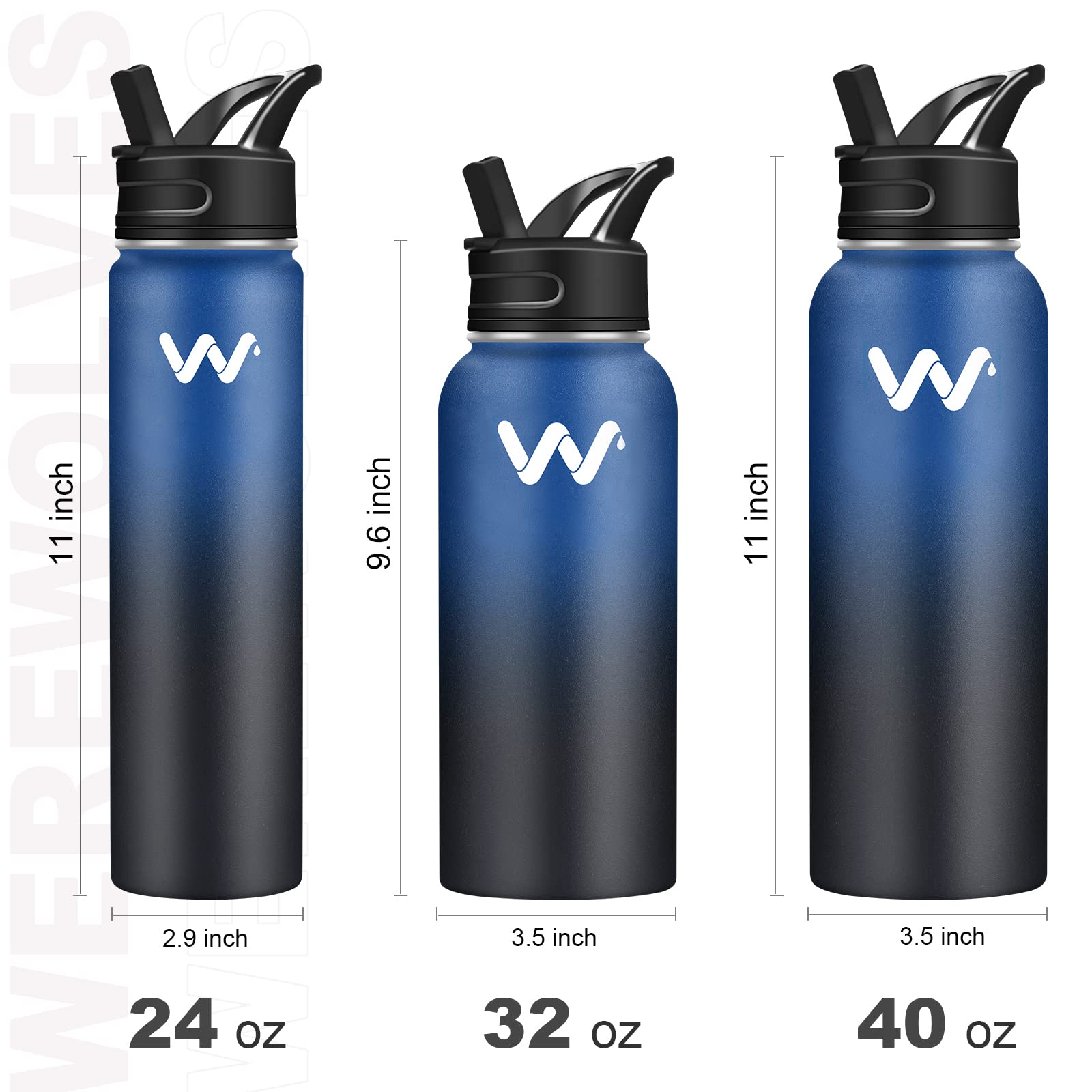Foto 4 pulgar | Botella De Agua Werewolves Con Aislamiento De Acero Inoxidable De 1,2 L, Color Azul - Venta Internacional.
