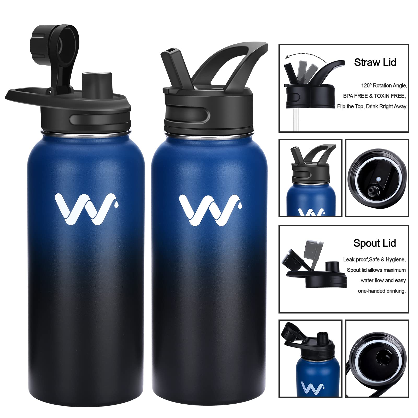 Foto 6 pulgar | Botella De Agua Werewolves Con Aislamiento De Acero Inoxidable De 1,2 L, Color Azul - Venta Internacional.