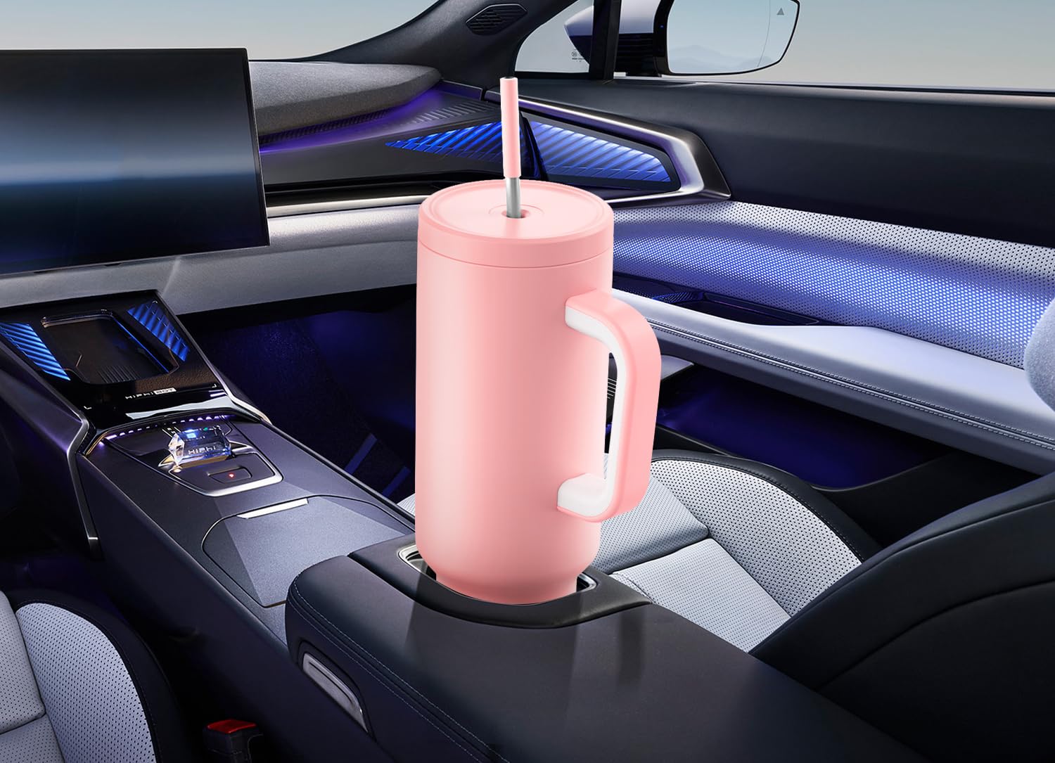 Foto 7 | Vaso Meoky De 1,5 L Con Asa, Tapa Y Pajita De Acero Inoxidable - Venta Internacional.